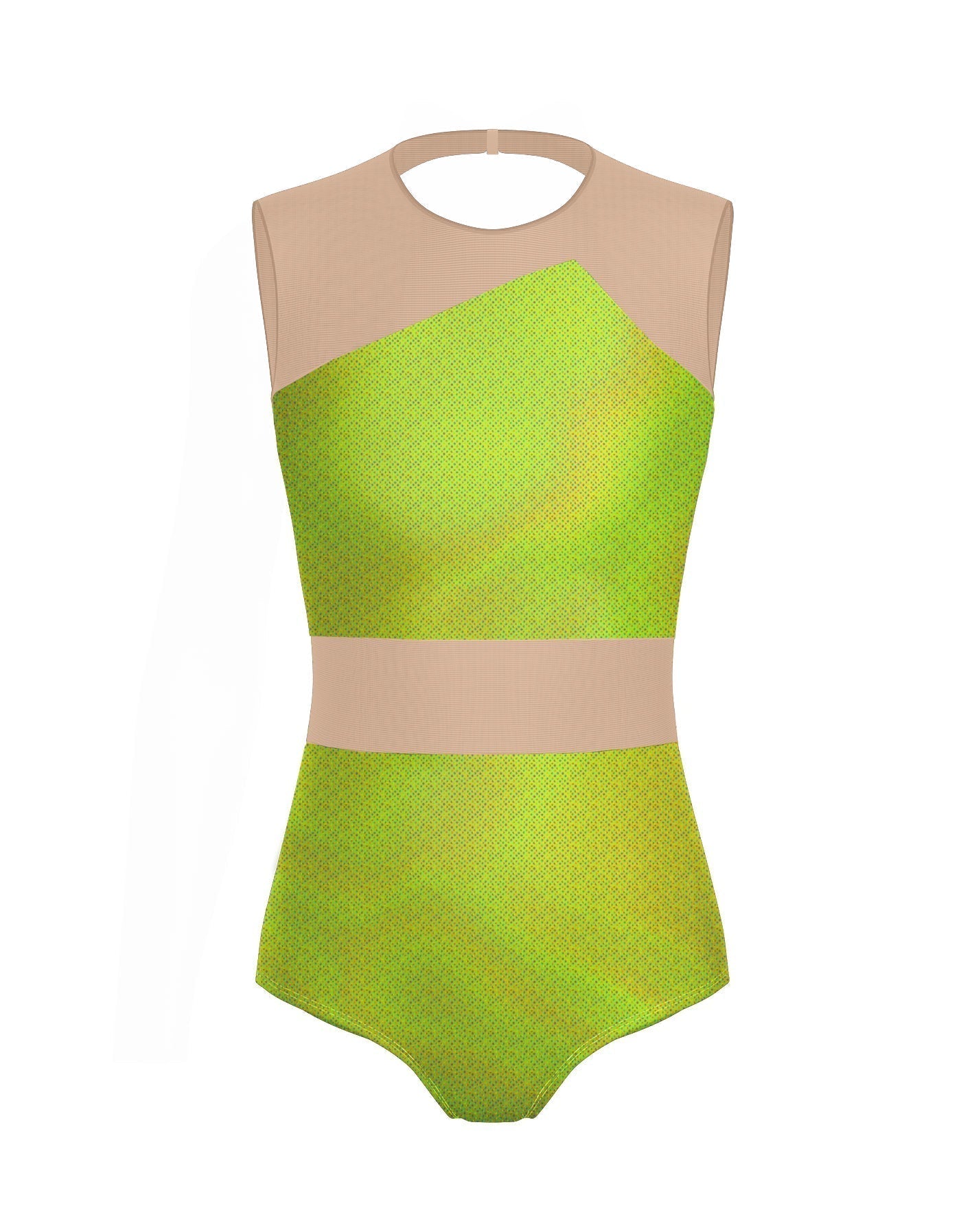 Hologram Defined Leotard Nude Mesh
