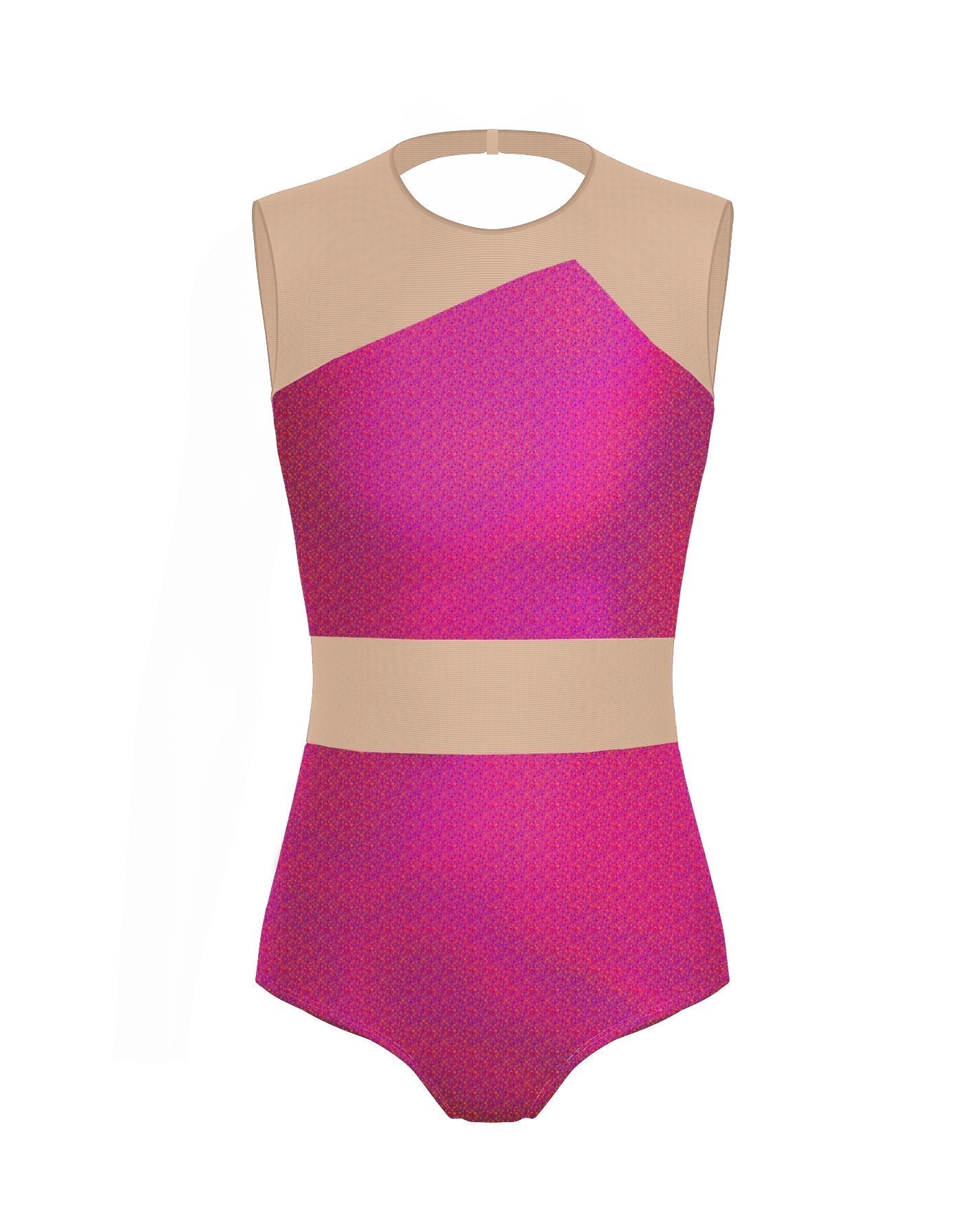 Hologram Defined Leotard Nude Mesh