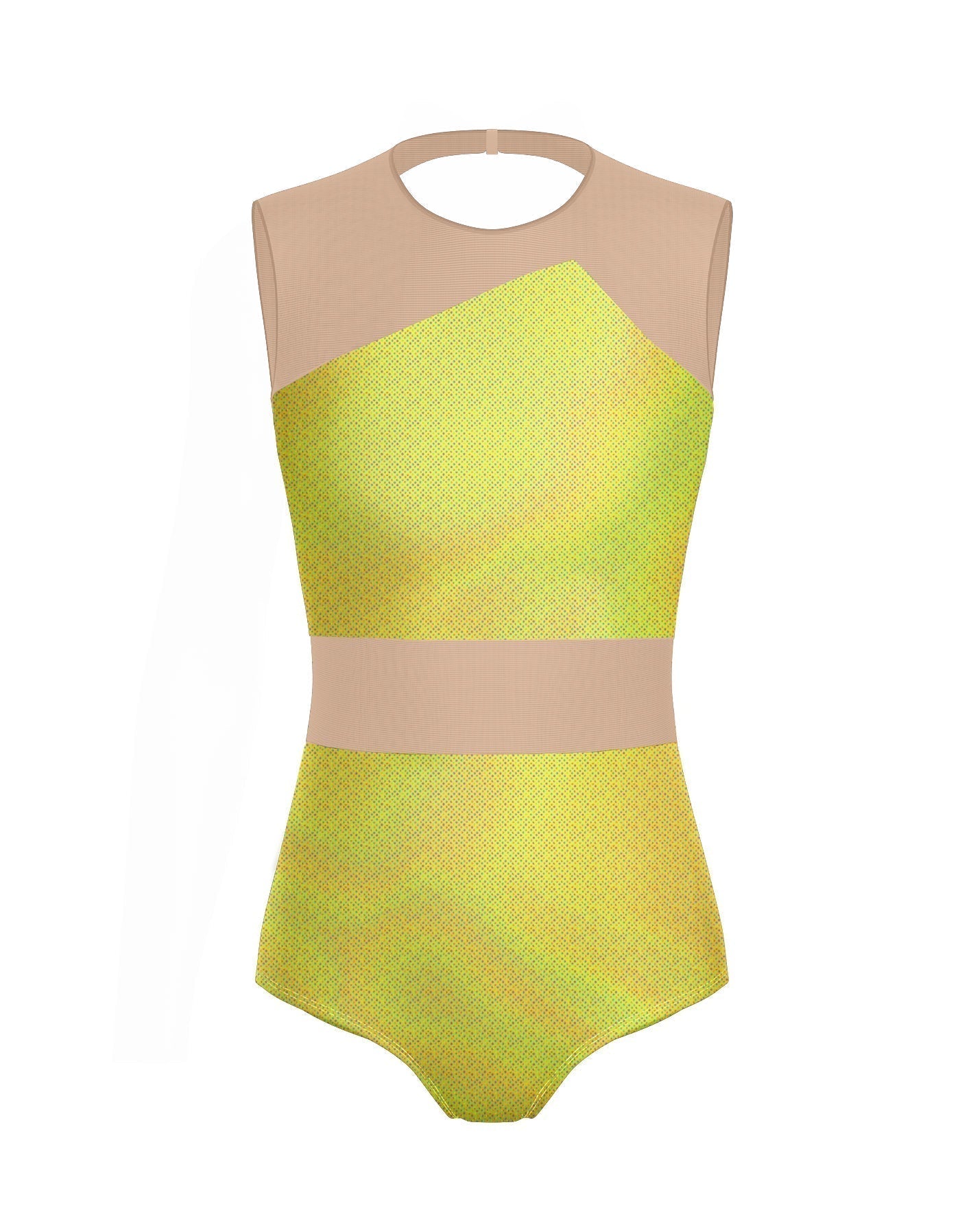 Hologram Defined Leotard Nude Mesh
