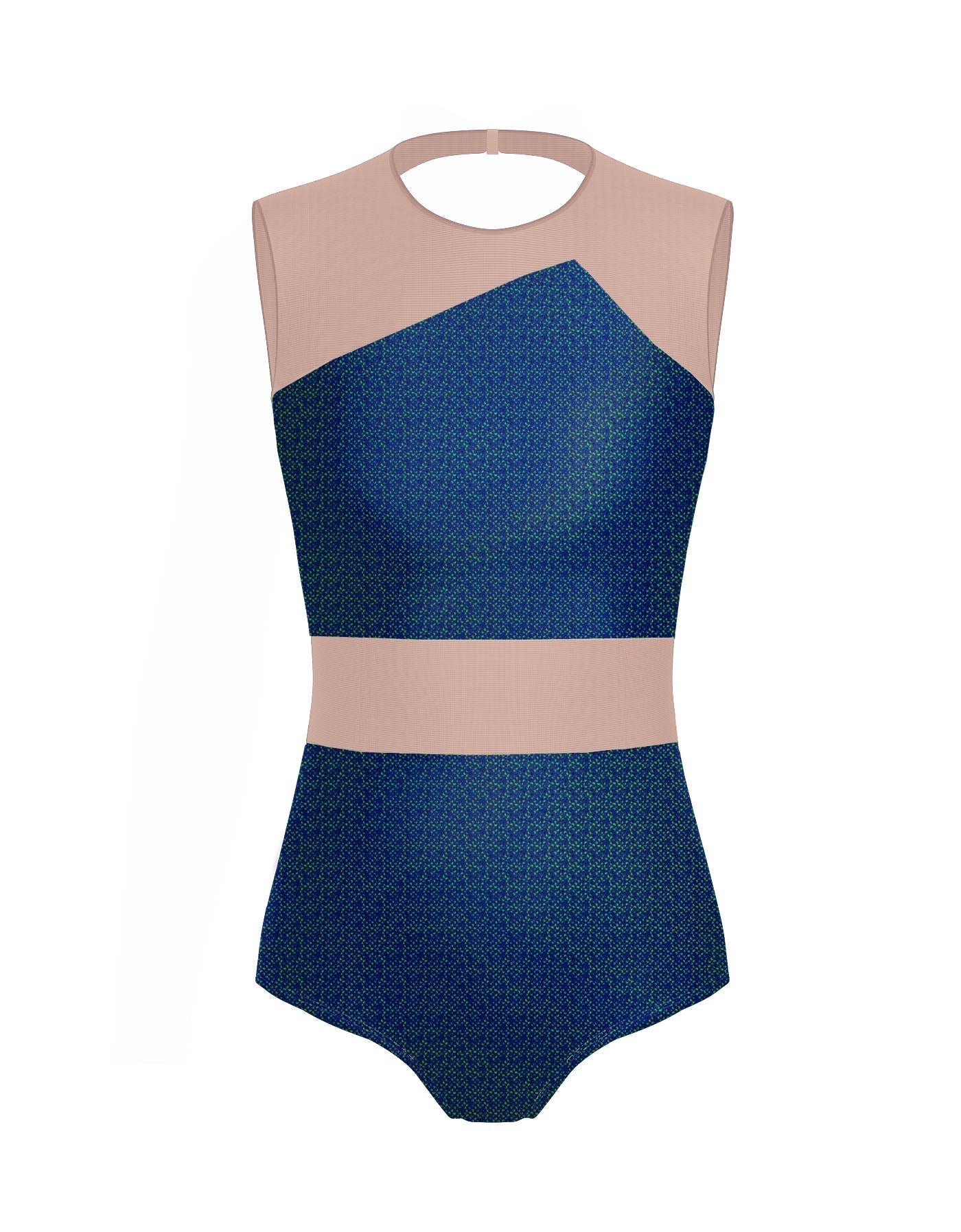 Hologram Defined Leotard Nude Mesh