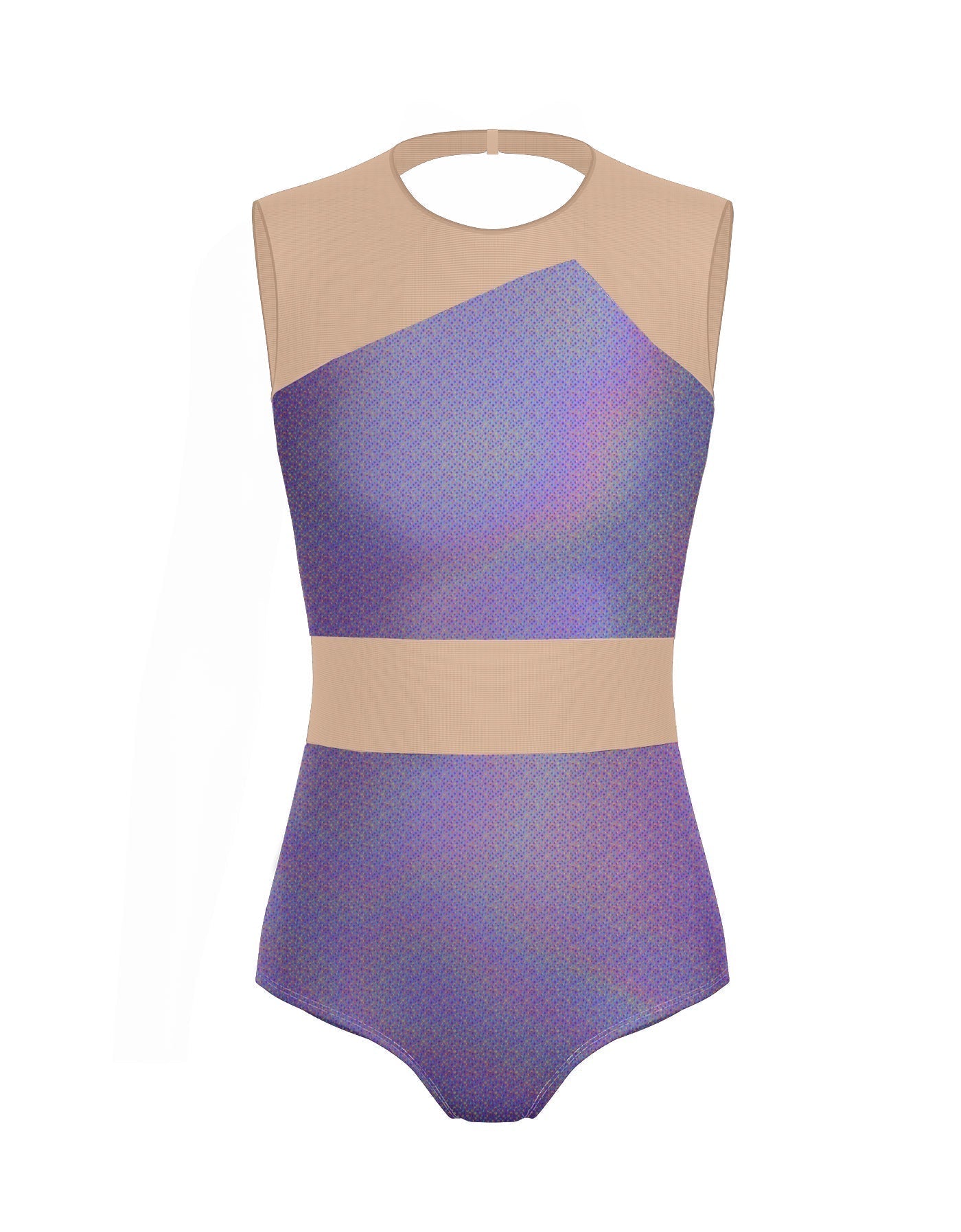 Hologram Defined Leotard Nude Mesh