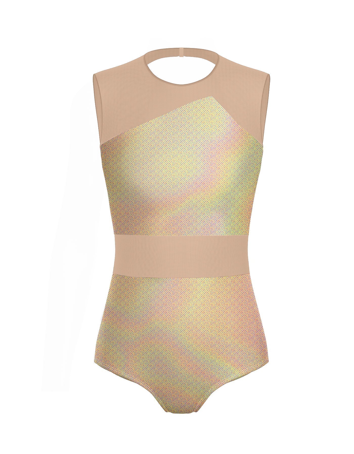 Hologram Defined Leotard Nude Mesh