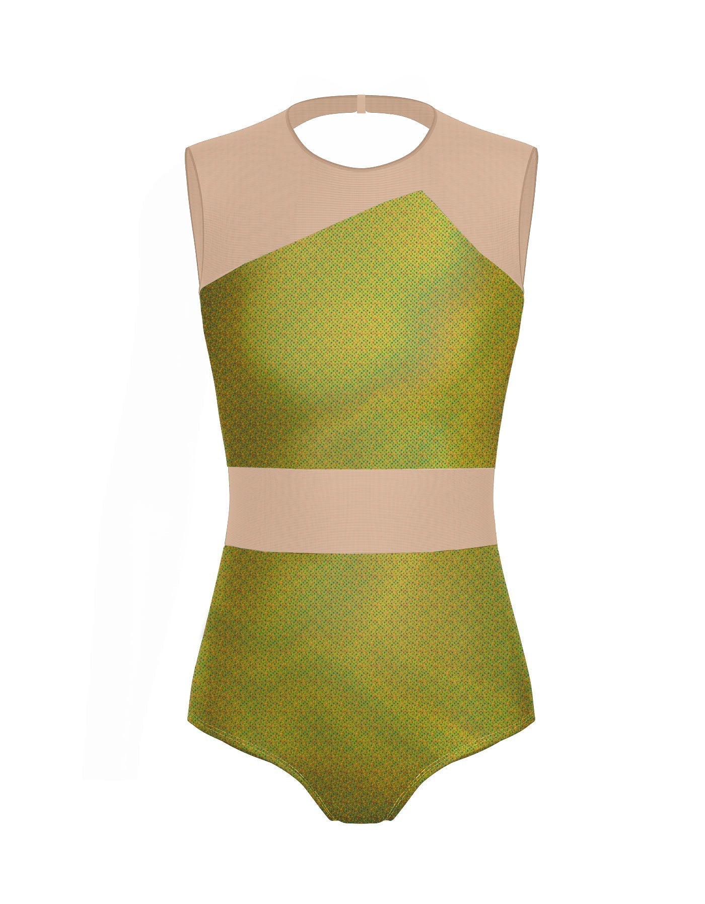 Hologram Defined Leotard Nude Mesh