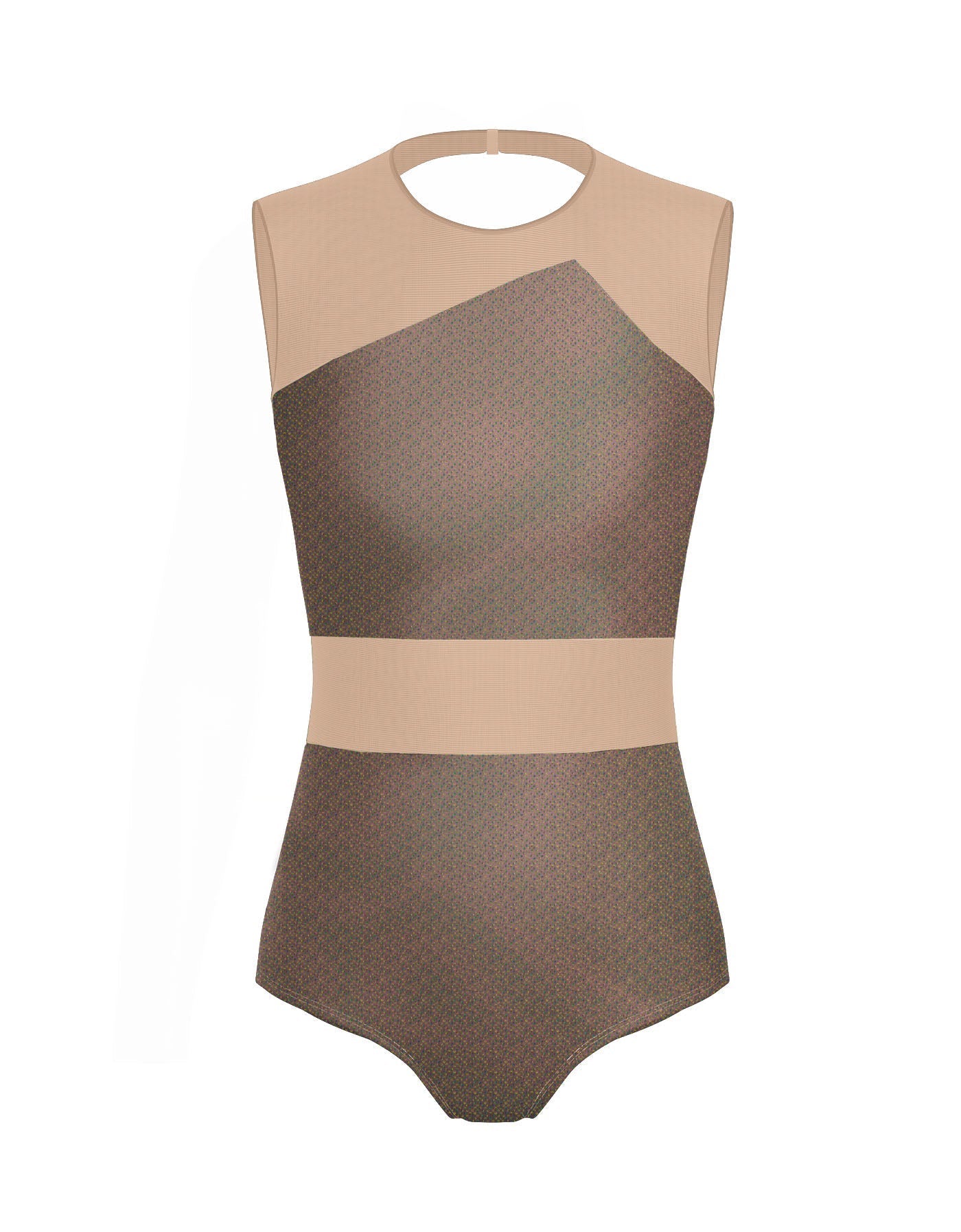 Hologram Defined Leotard Nude Mesh