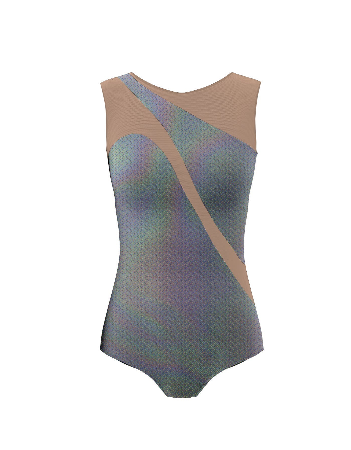 Hologram Sleeveless Spectral Leotard Nude Mesh