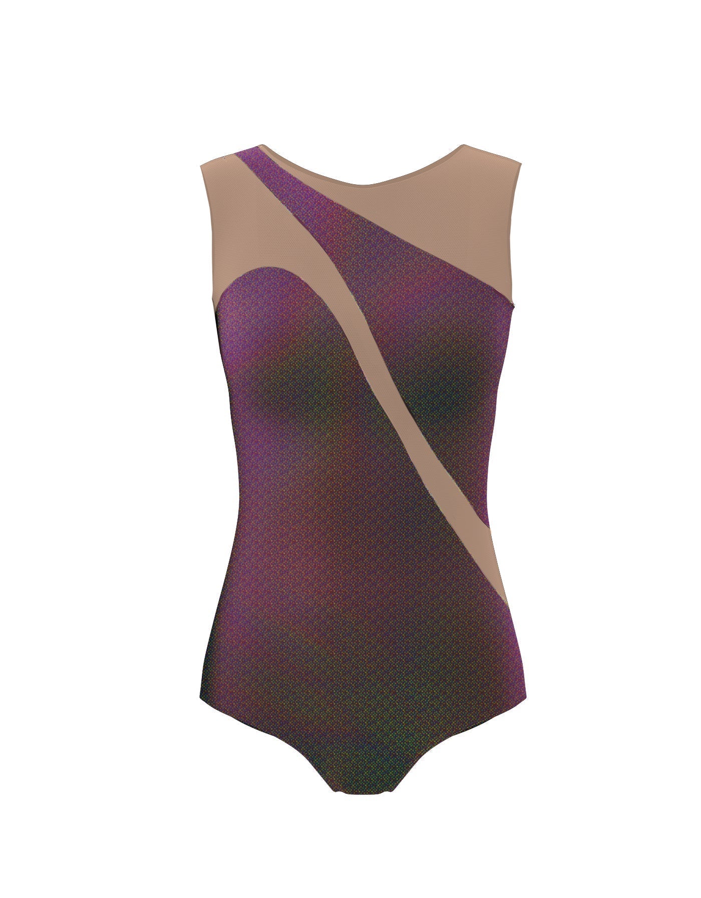 Hologram Sleeveless Spectral Leotard Nude Mesh
