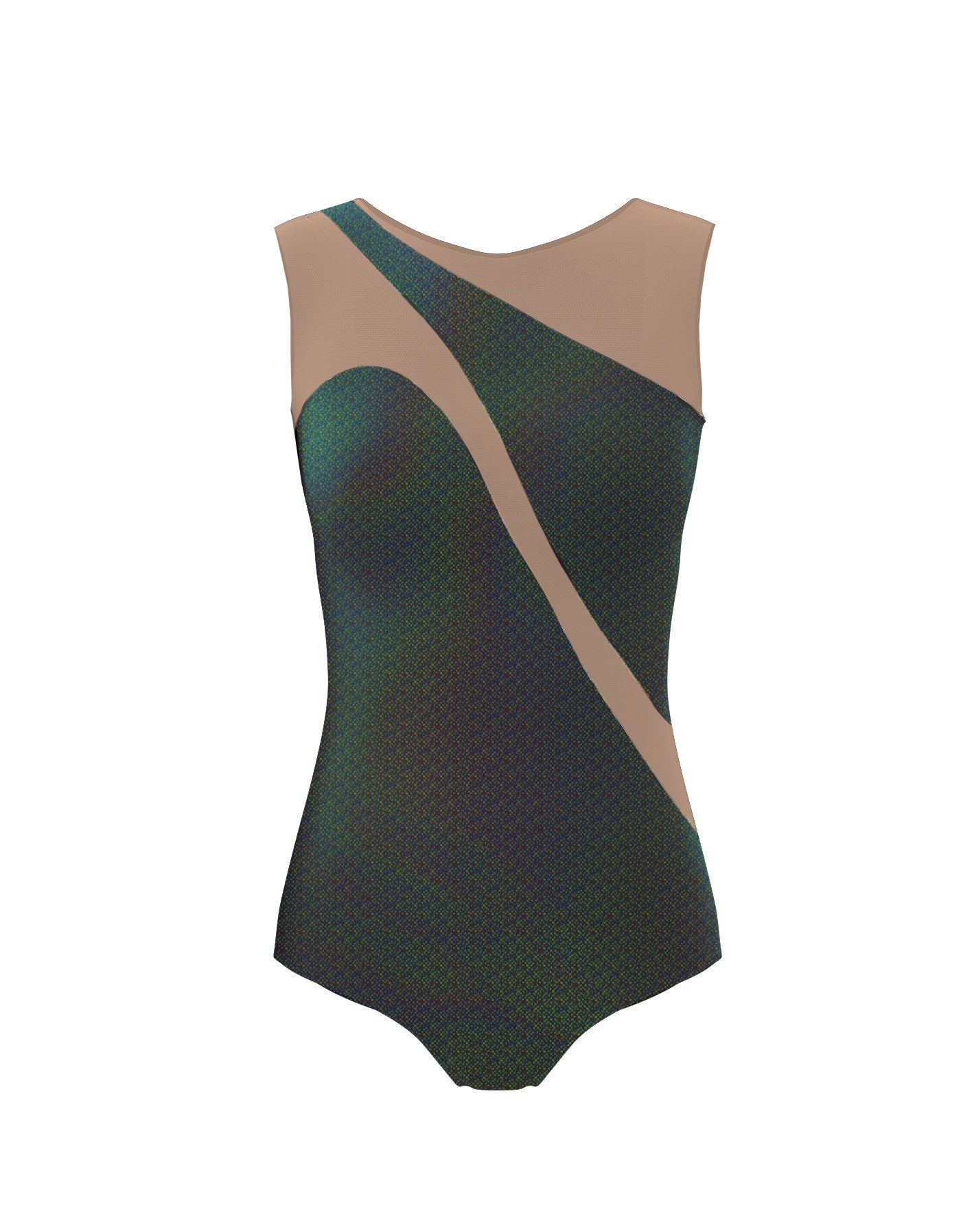 Hologram Sleeveless Spectral Leotard Nude Mesh