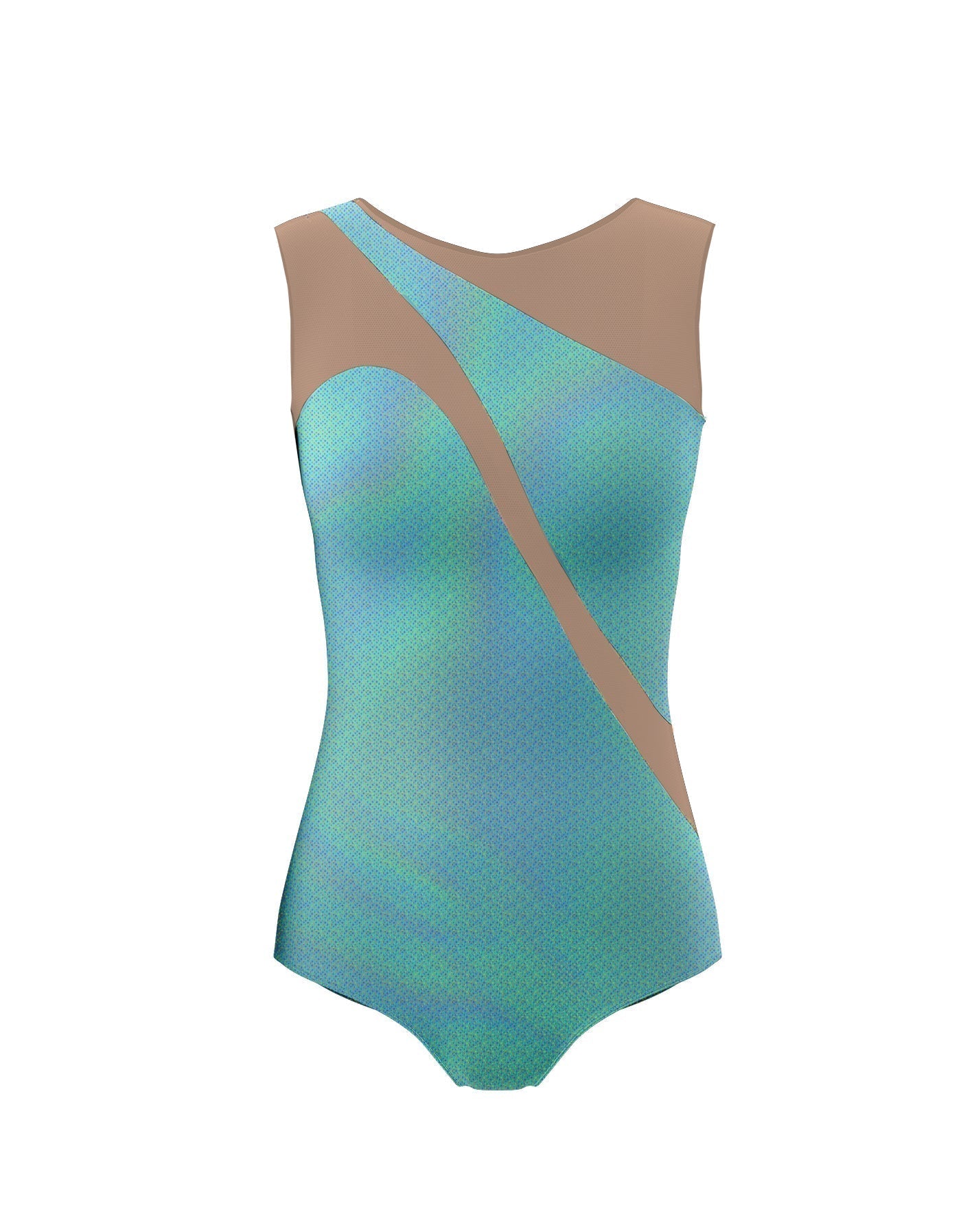 Hologram Sleeveless Spectral Leotard Nude Mesh
