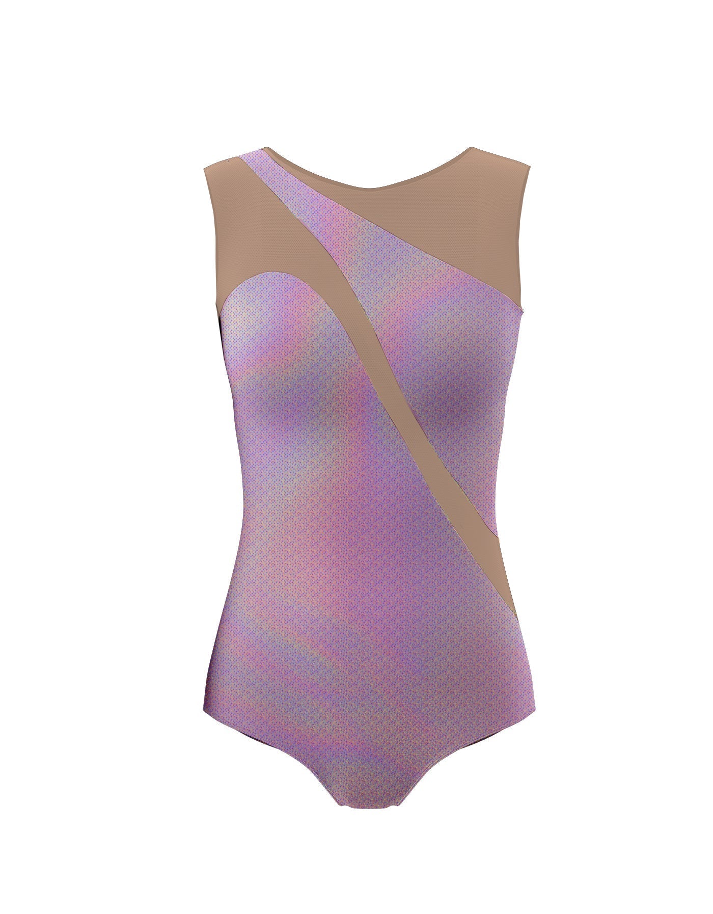 Hologram Sleeveless Spectral Leotard Nude Mesh