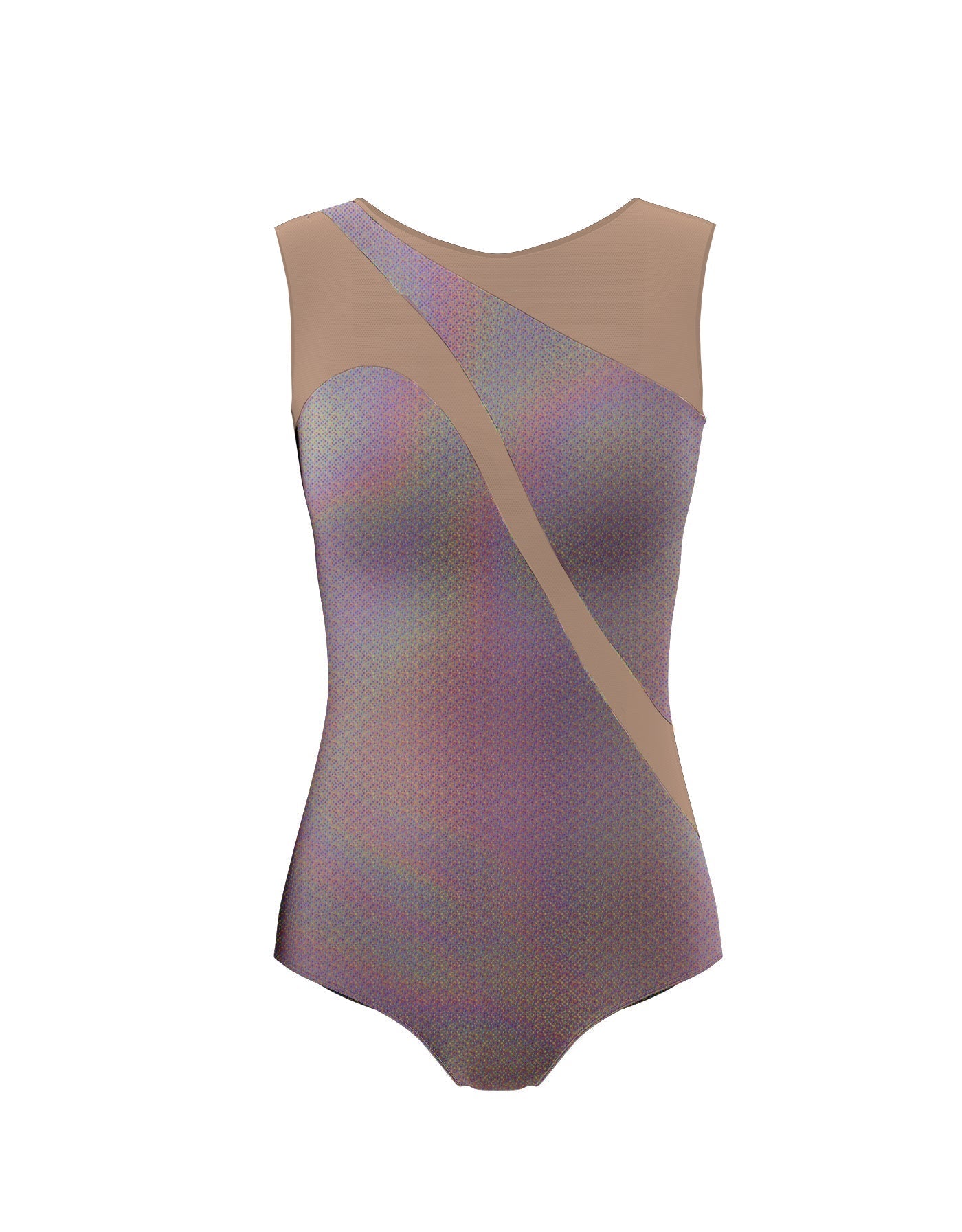 Hologram Sleeveless Spectral Leotard Nude Mesh