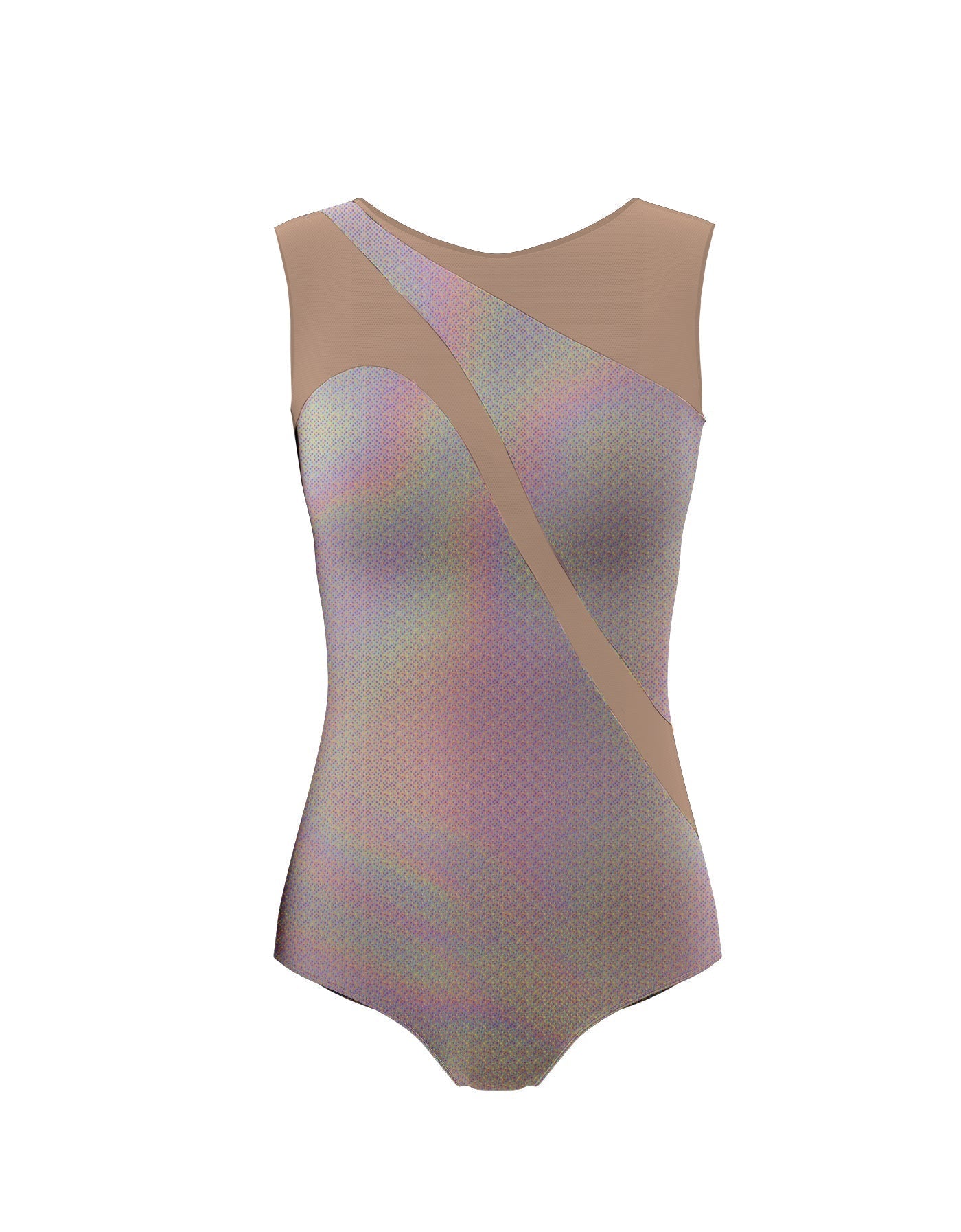 Hologram Sleeveless Spectral Leotard Nude Mesh