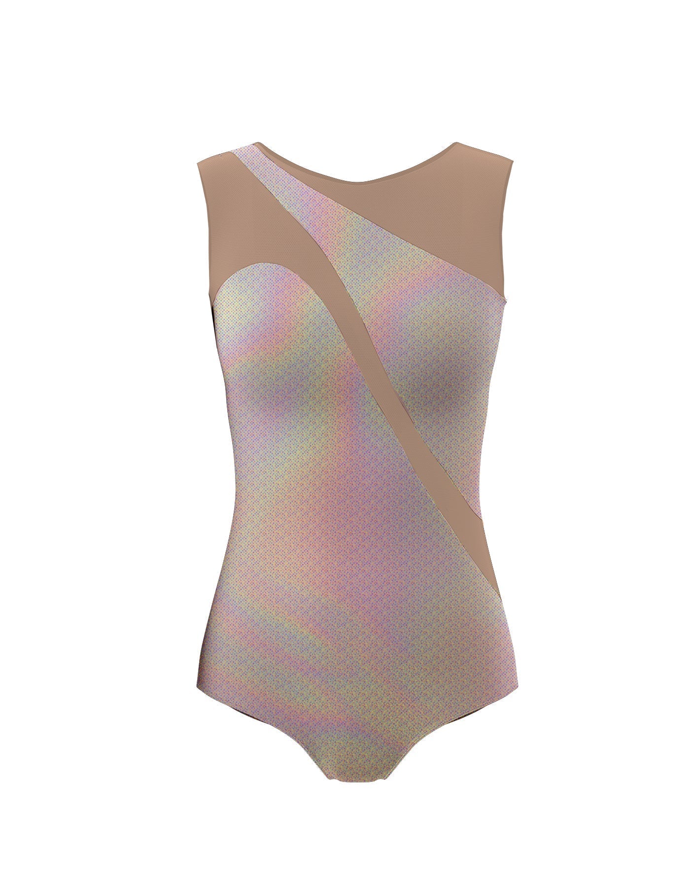 Hologram Sleeveless Spectral Leotard Nude Mesh