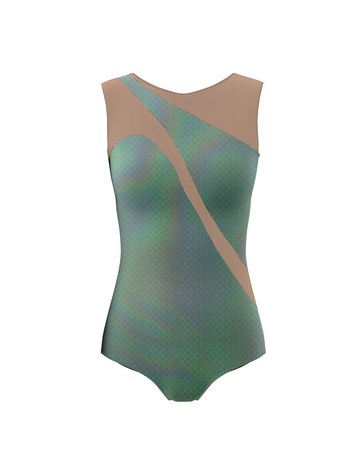 Hologram Sleeveless Spectral Leotard Nude Mesh