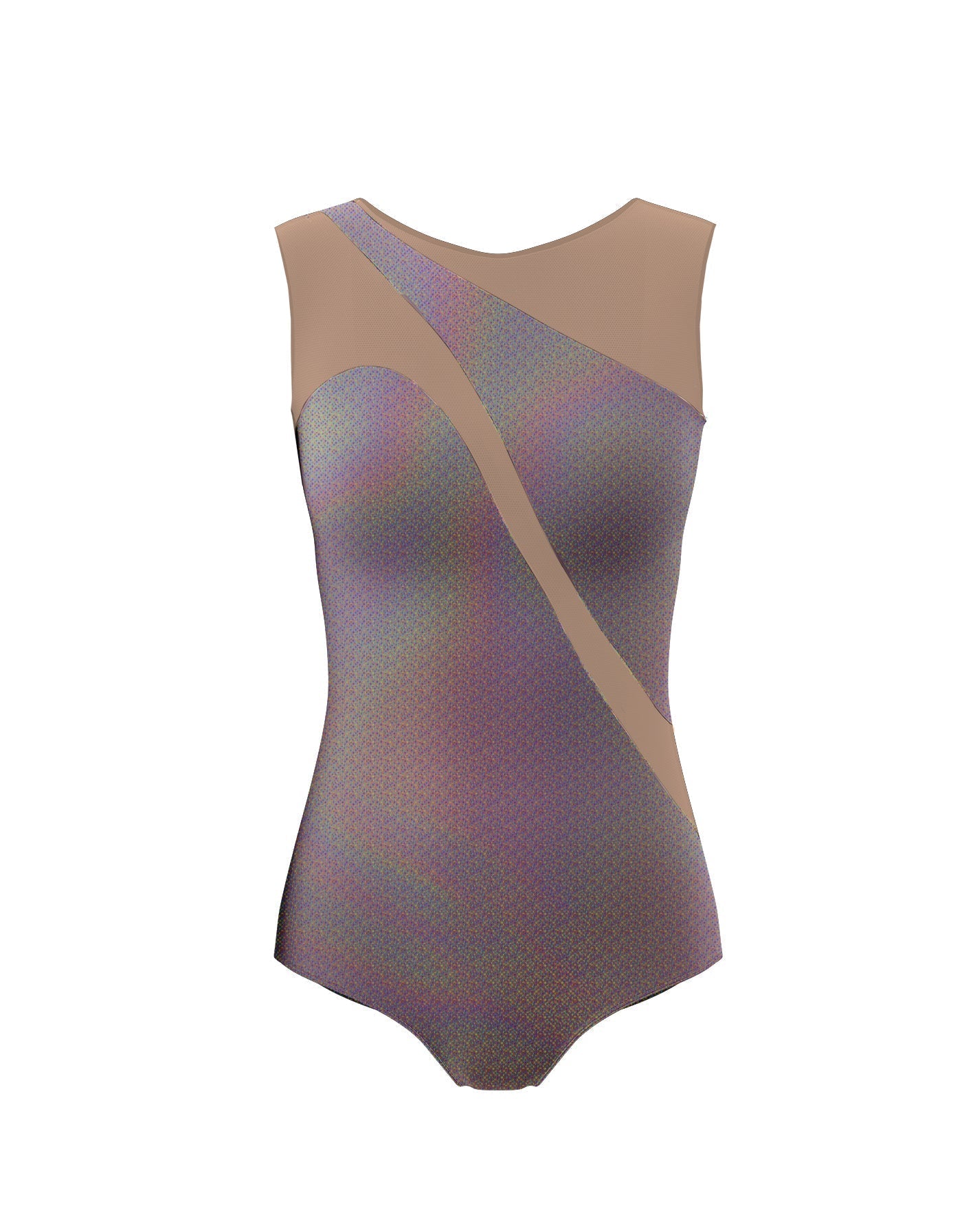 Hologram Sleeveless Spectral Leotard Nude Mesh