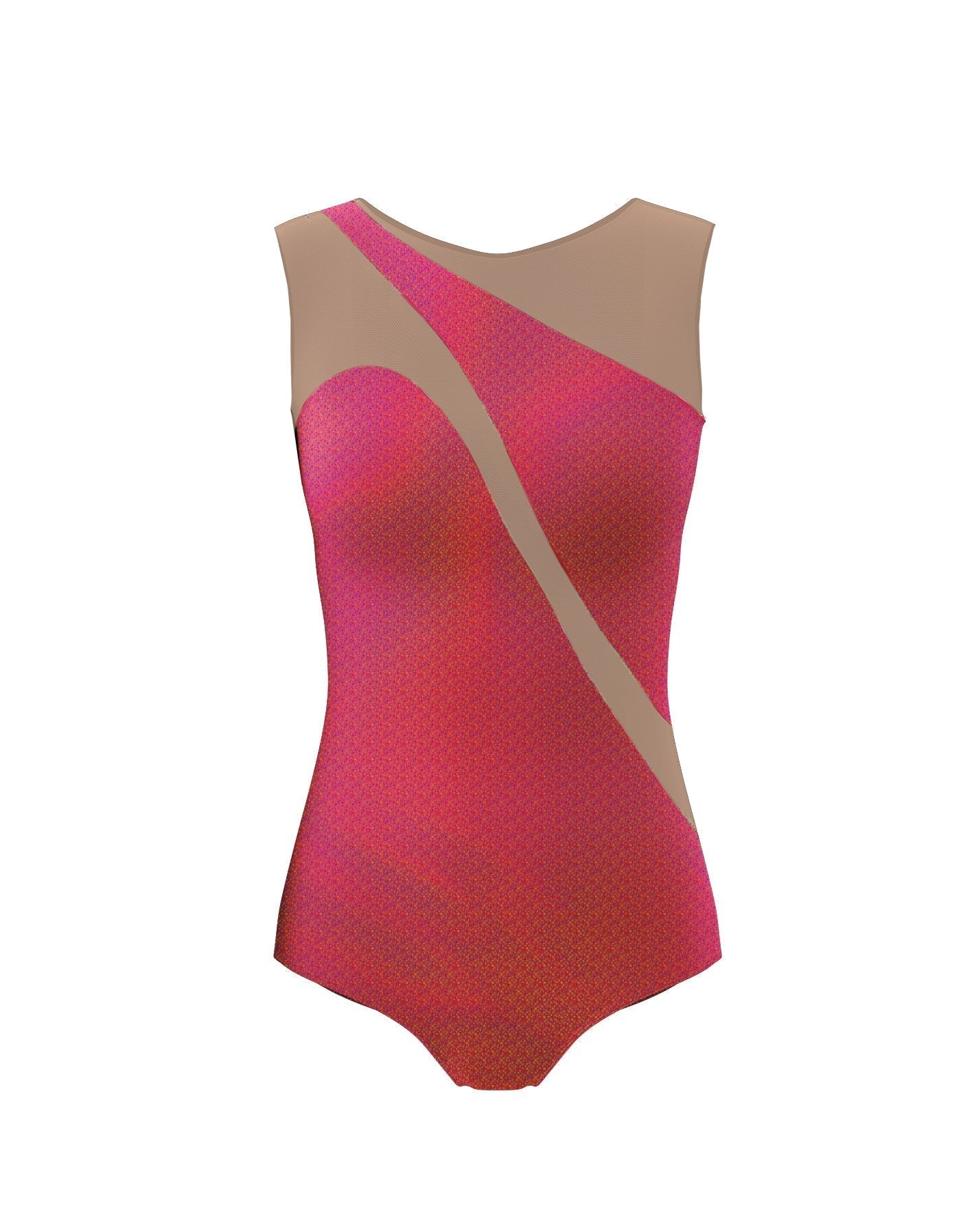 Hologram Sleeveless Spectral Leotard Nude Mesh