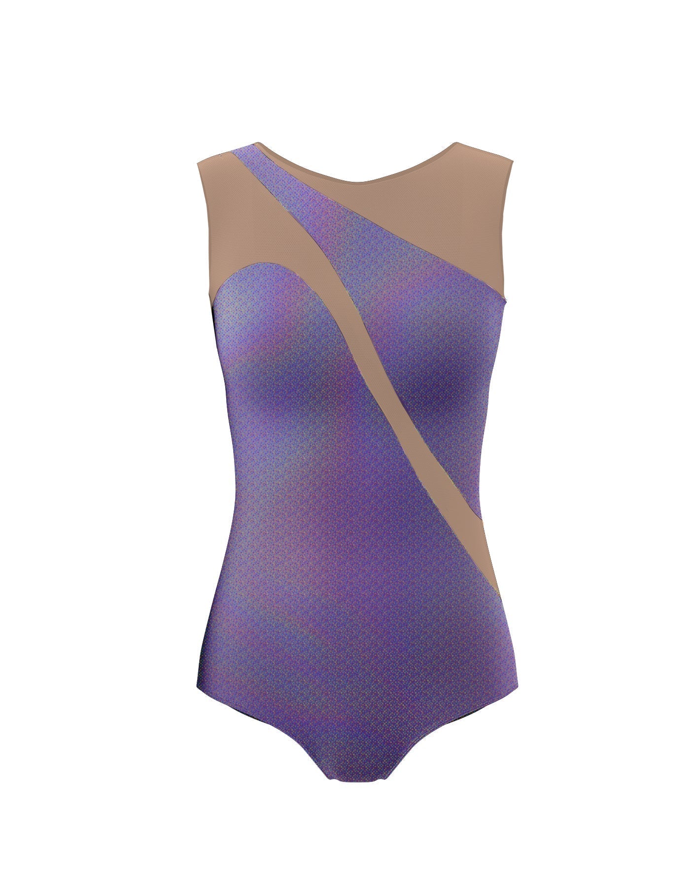 Hologram Sleeveless Spectral Leotard Nude Mesh