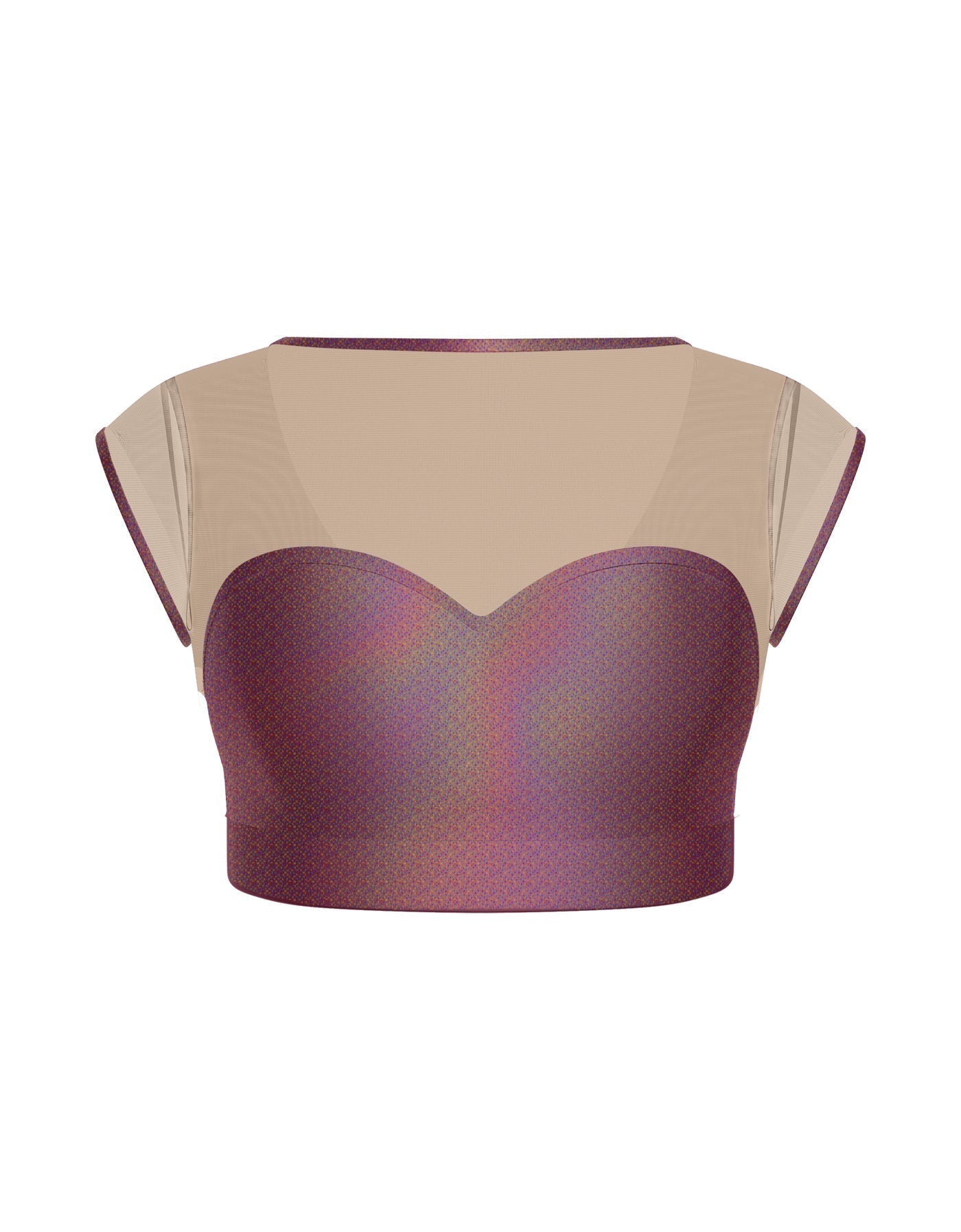 Hologram Mesh Bow Back Crop Top