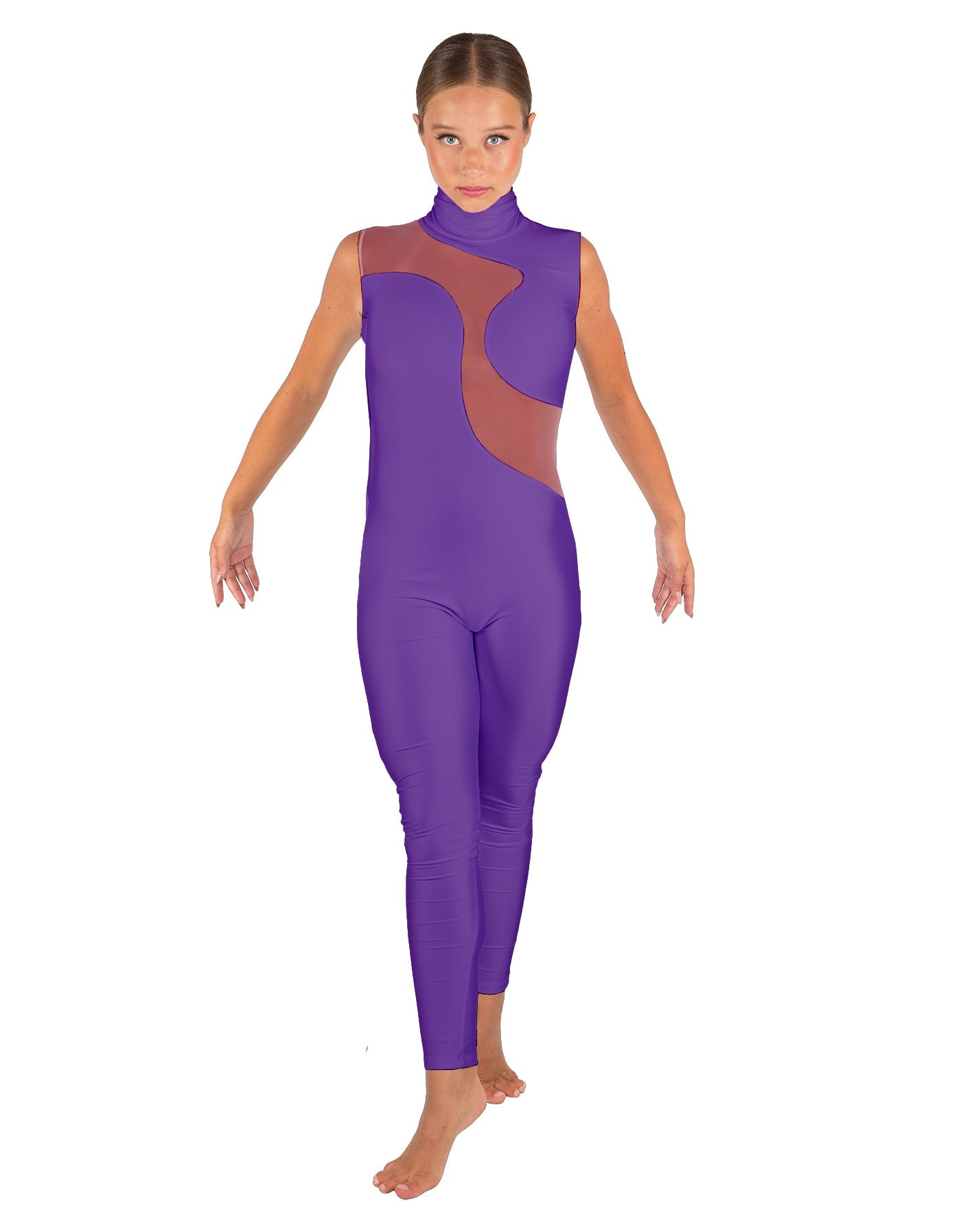 Solid Lycra Shadows Sleeveless TNeck Unitard