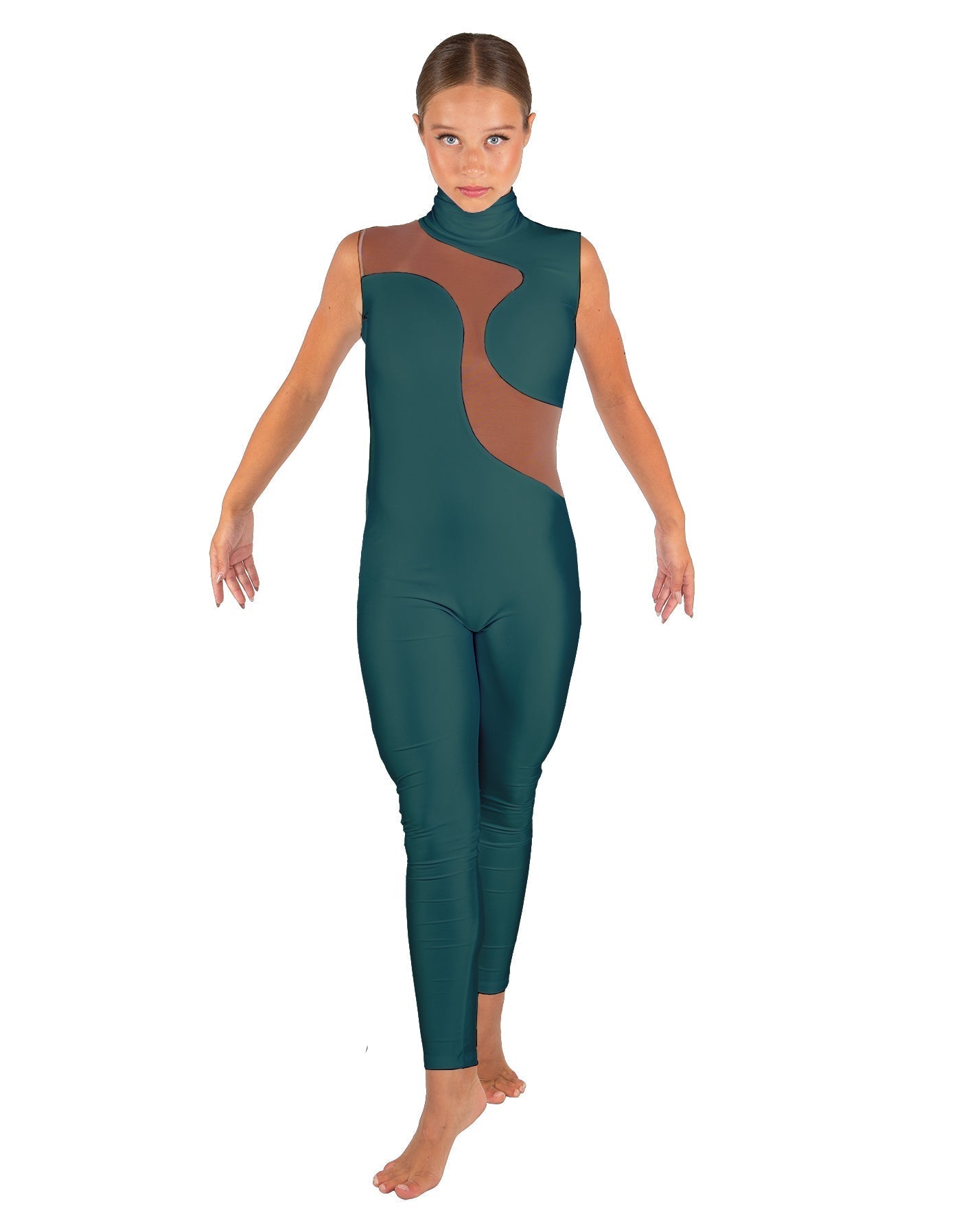 Solid Lycra Shadows Sleeveless TNeck Unitard