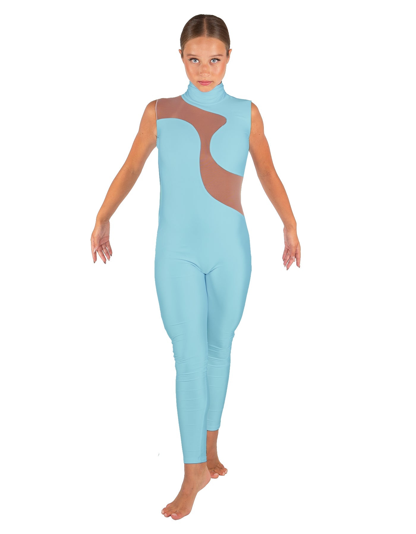 Solid Lycra Shadows Sleeveless TNeck Unitard