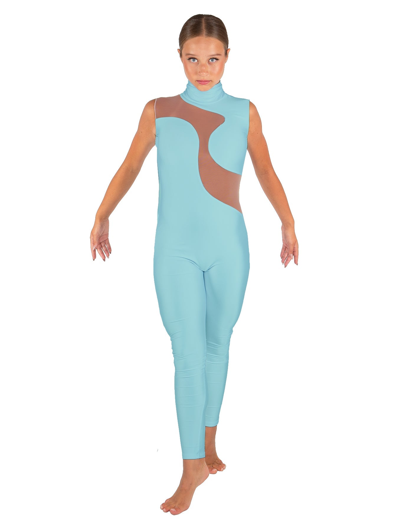 Solid Lycra Shadows Sleeveless TNeck Unitard