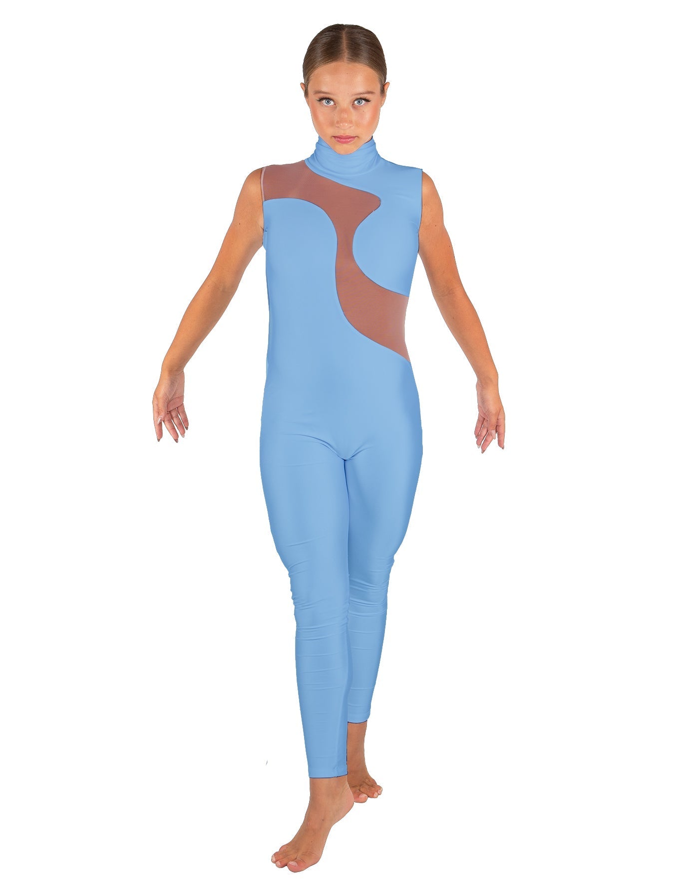 Solid Lycra Shadows Sleeveless TNeck Unitard
