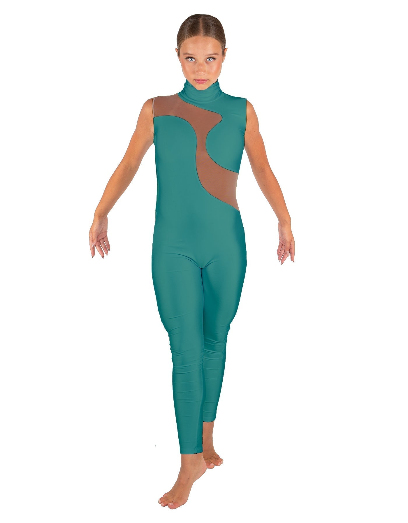 Solid Lycra Shadows Sleeveless TNeck Unitard