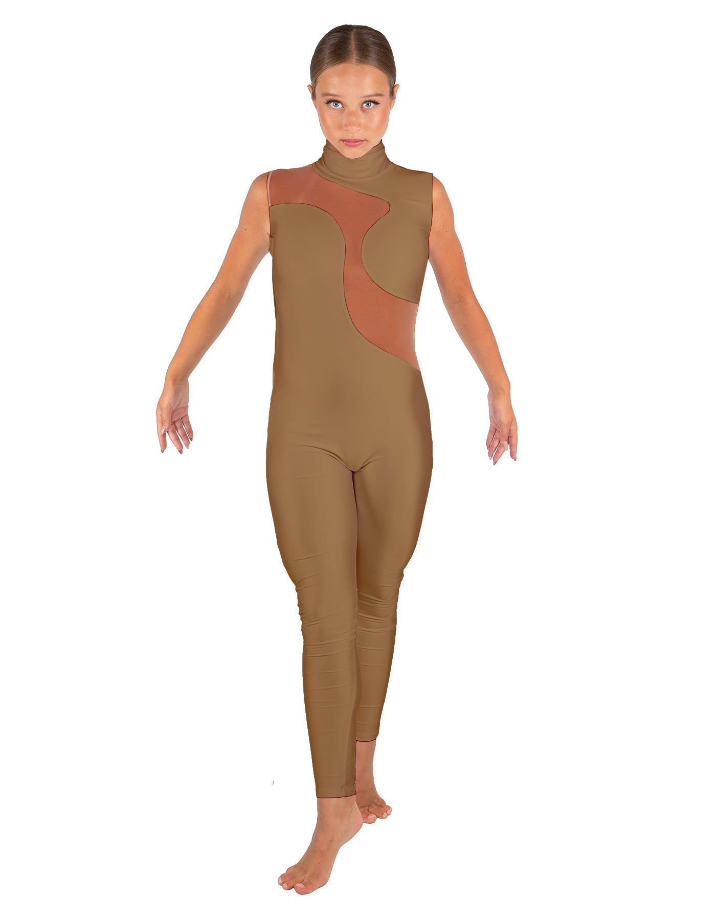 Solid Lycra Shadows Sleeveless TNeck Unitard