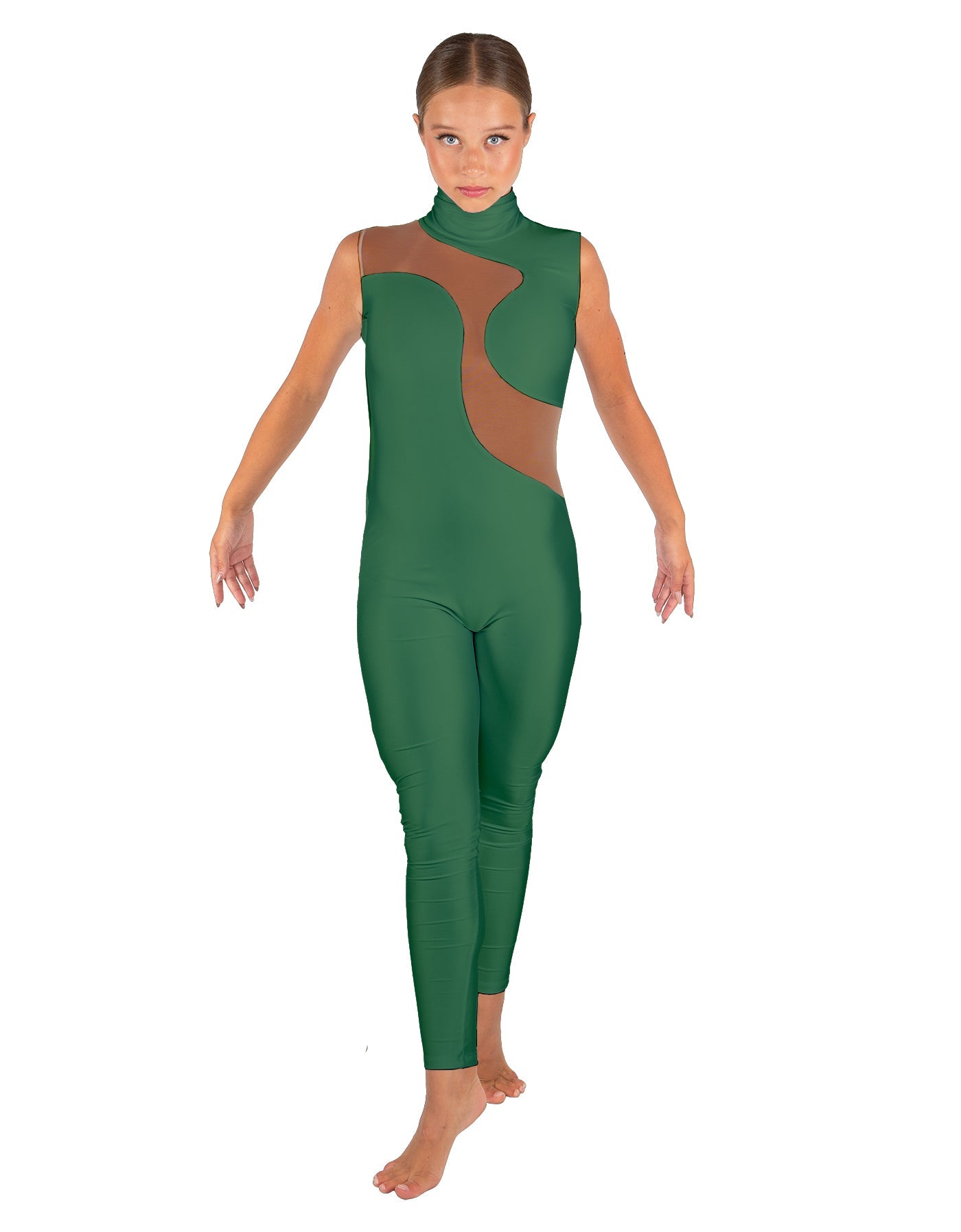 Solid Lycra Shadows Sleeveless TNeck Unitard