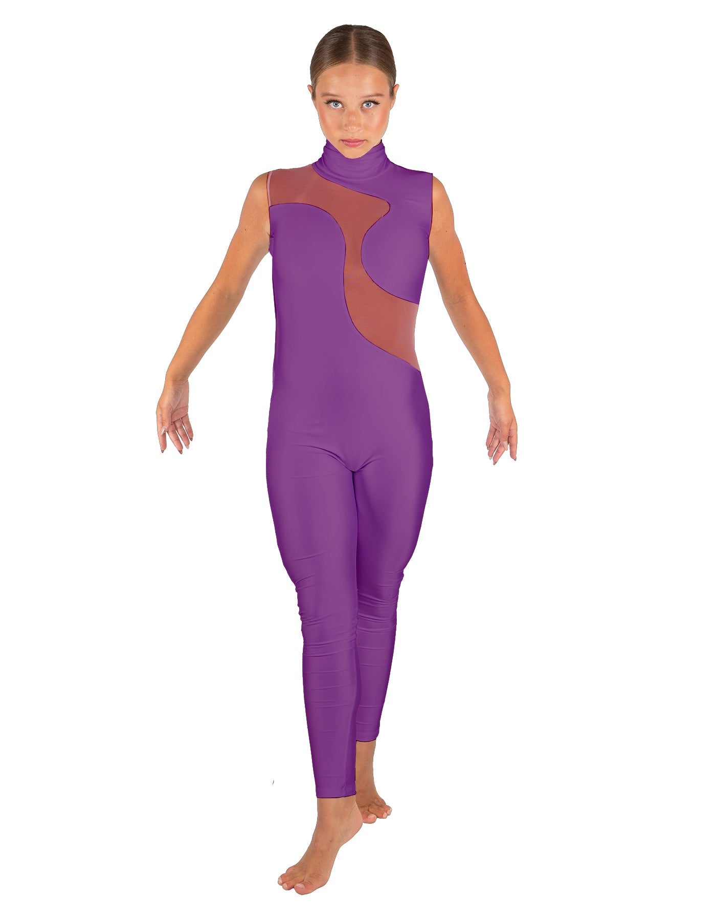 Solid Lycra Shadows Sleeveless TNeck Unitard