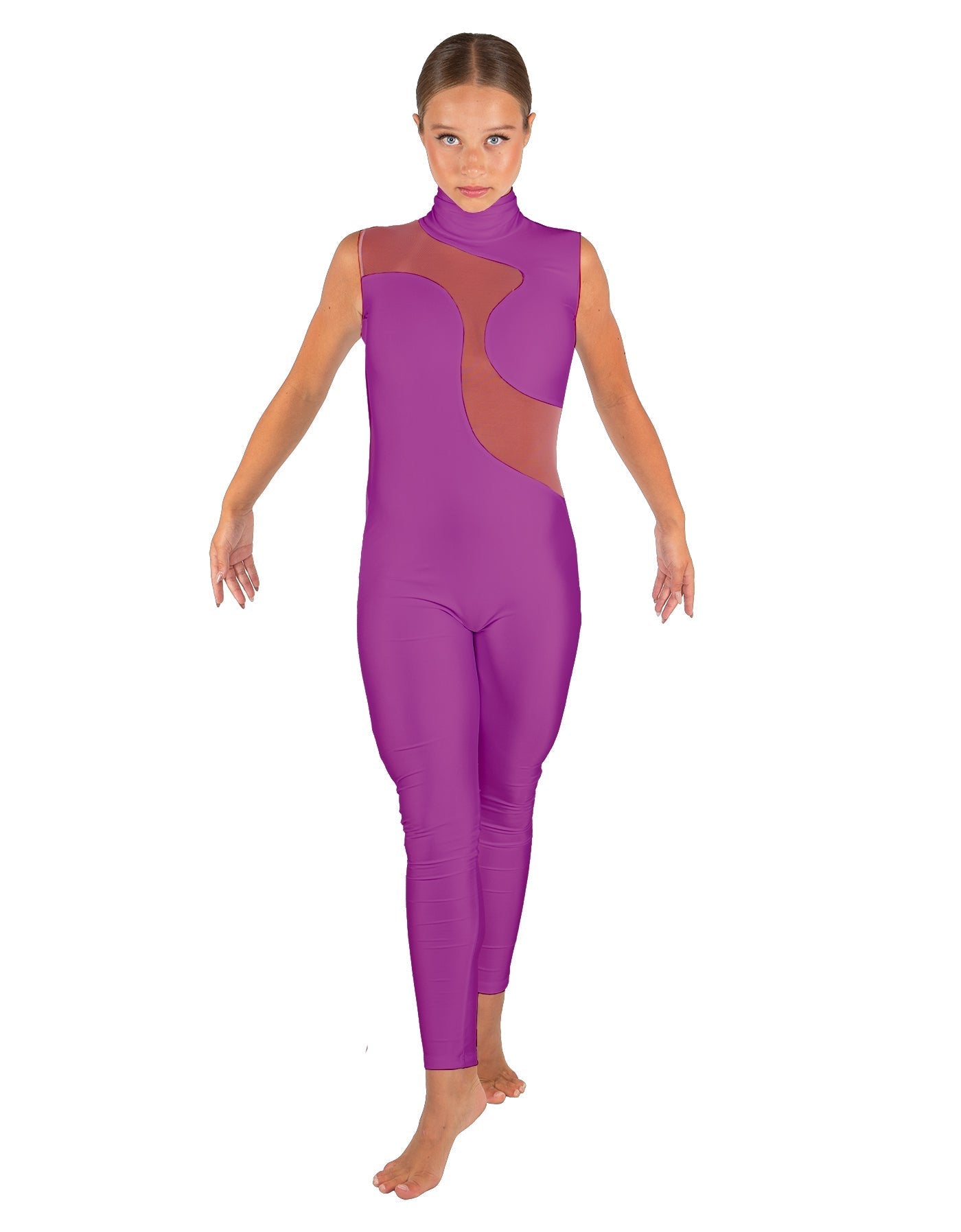 Solid Lycra Shadows Sleeveless TNeck Unitard