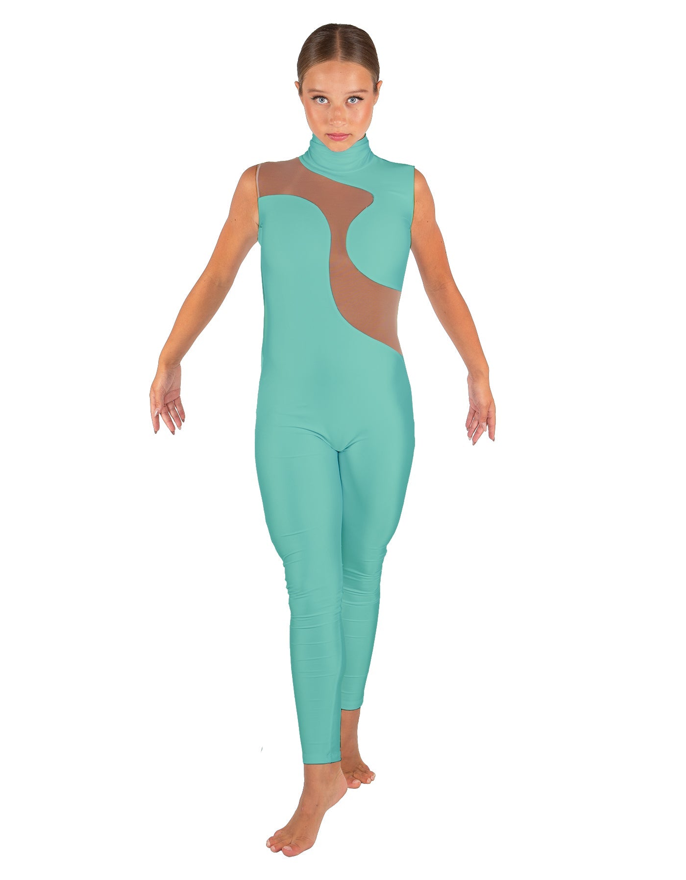 Solid Lycra Shadows Sleeveless TNeck Unitard