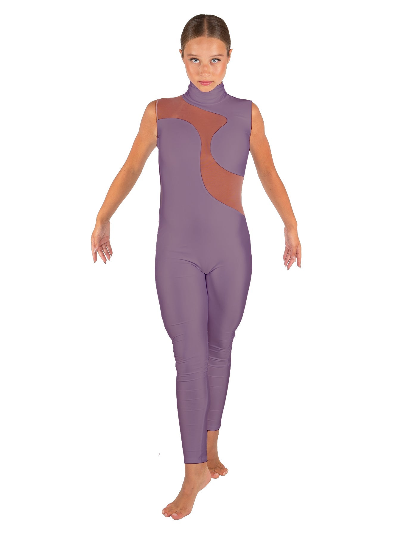 Solid Lycra Shadows Sleeveless TNeck Unitard