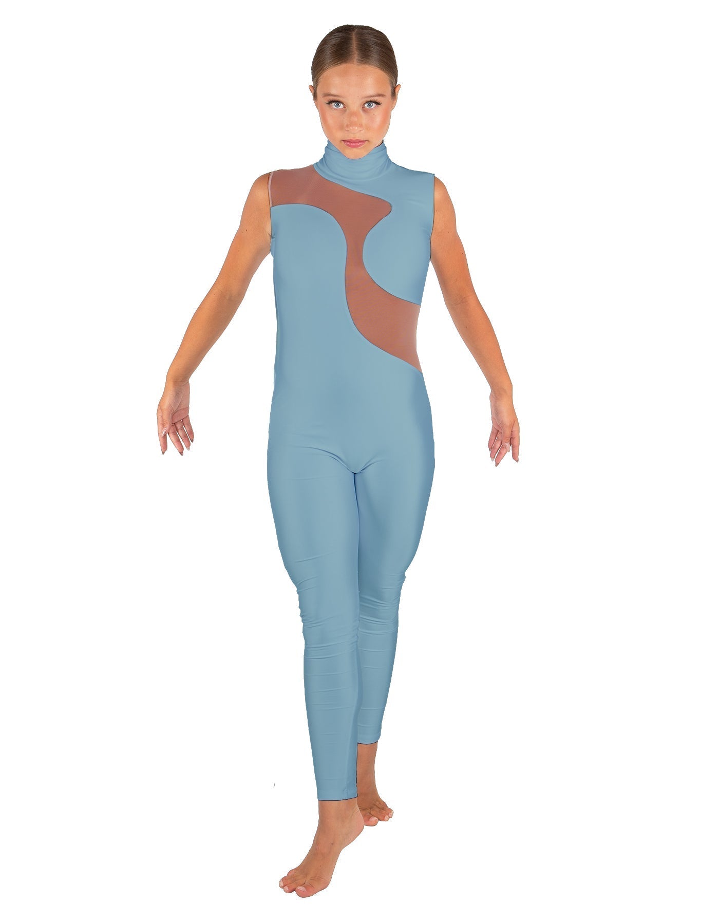 Solid Lycra Shadows Sleeveless TNeck Unitard