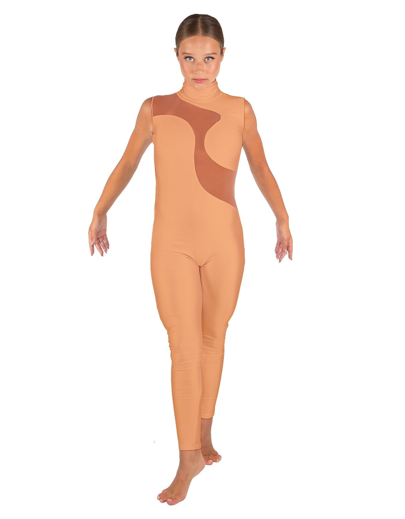 Solid Lycra Shadows Sleeveless TNeck Unitard