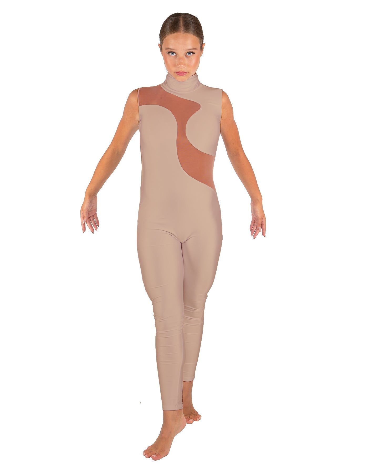 Solid Lycra Shadows Sleeveless TNeck Unitard