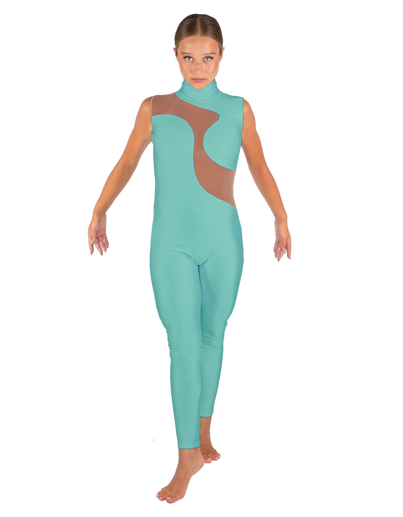 Solid Lycra Shadows Sleeveless TNeck Unitard