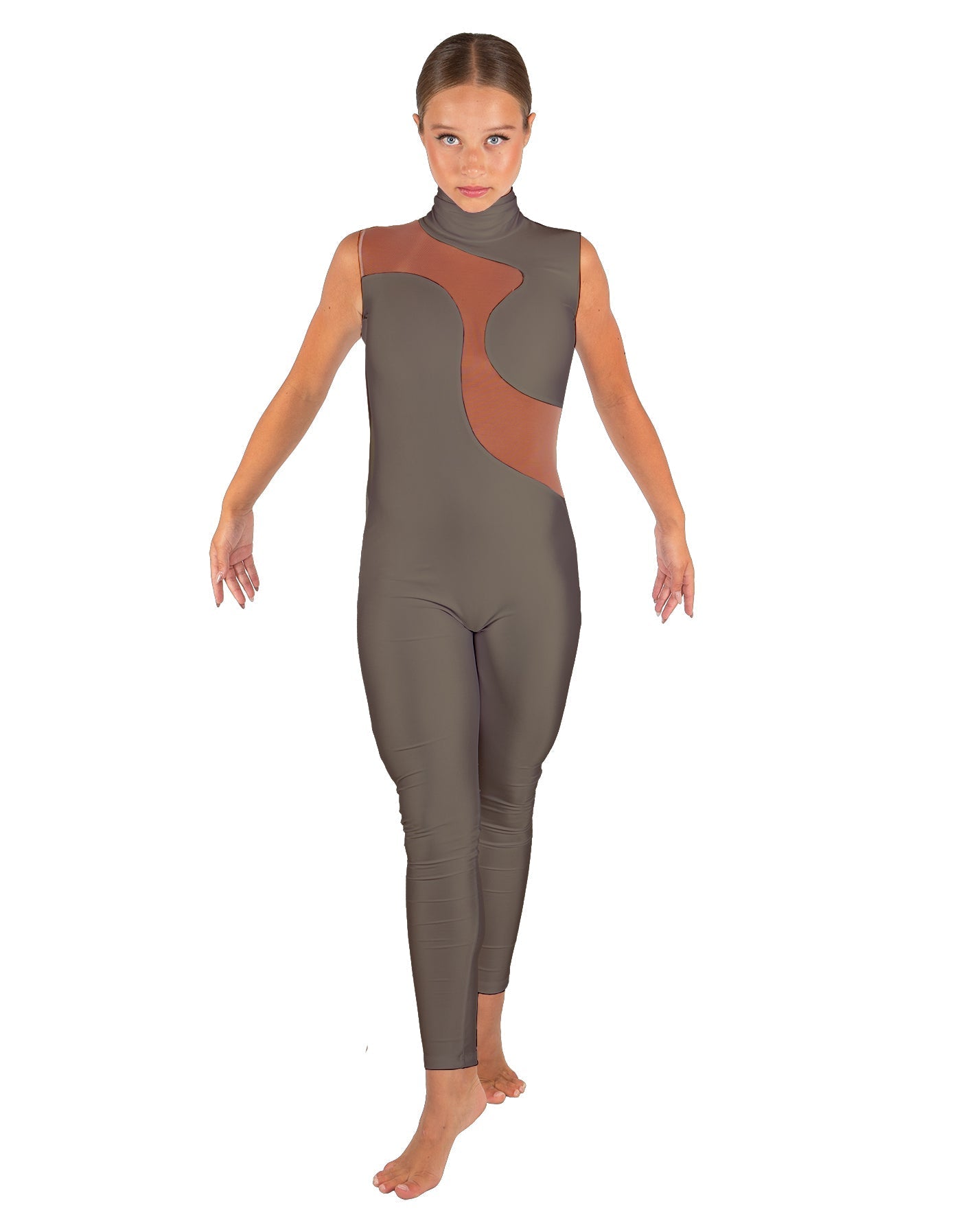 Solid Lycra Shadows Sleeveless TNeck Unitard