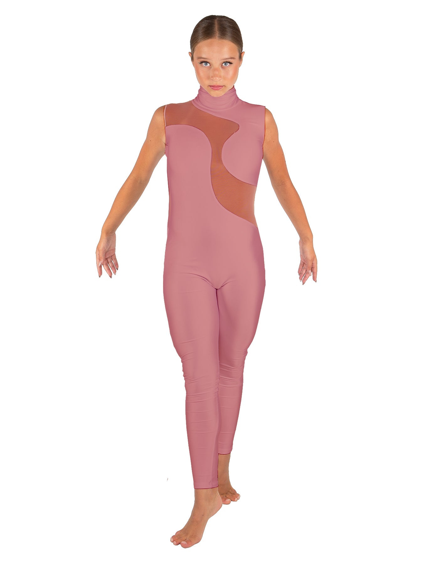 Solid Lycra Shadows Sleeveless TNeck Unitard