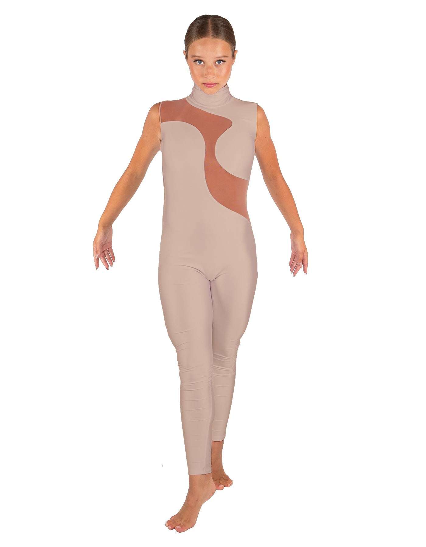 Solid Lycra Shadows Sleeveless TNeck Unitard