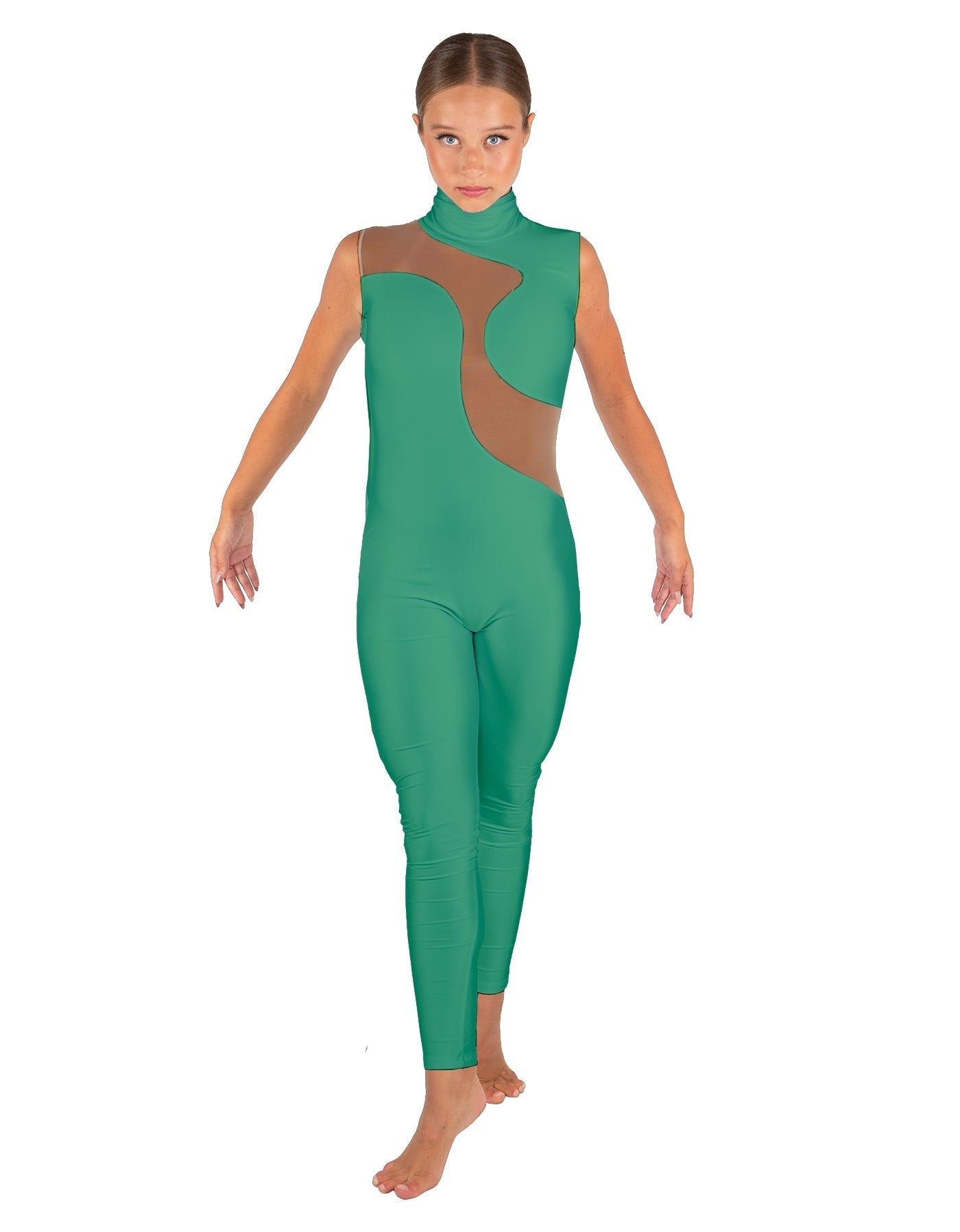 Solid Lycra Shadows Sleeveless TNeck Unitard