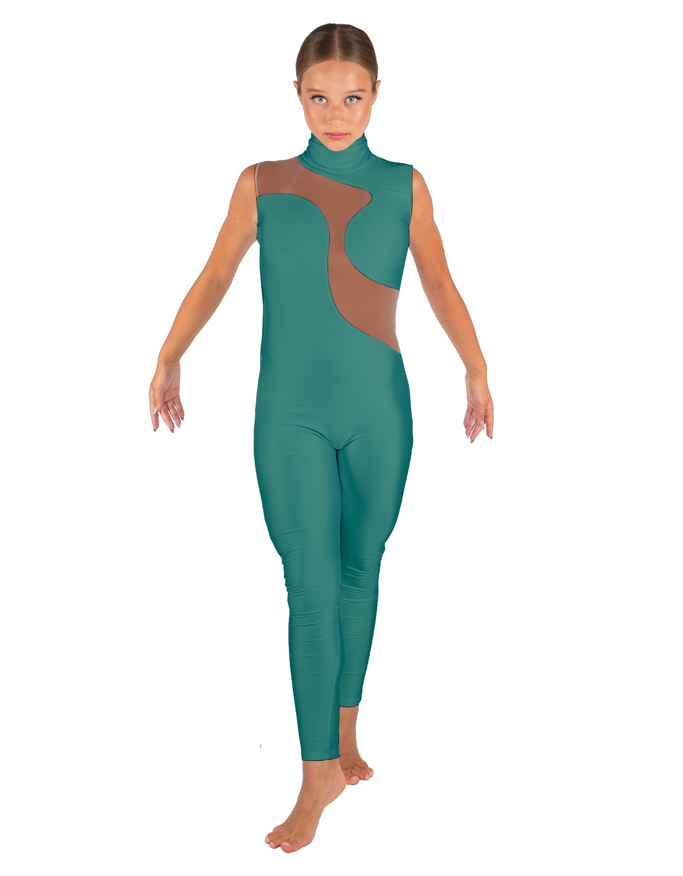 Solid Lycra Shadows Sleeveless TNeck Unitard