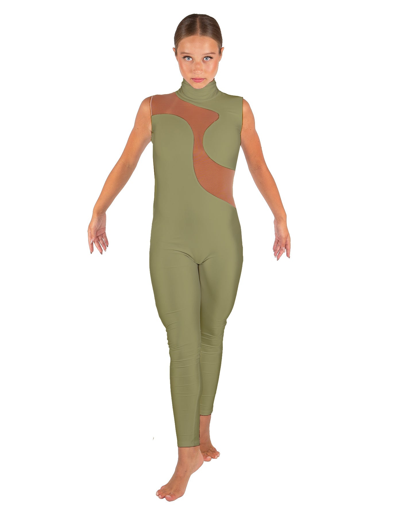Solid Lycra Shadows Sleeveless TNeck Unitard