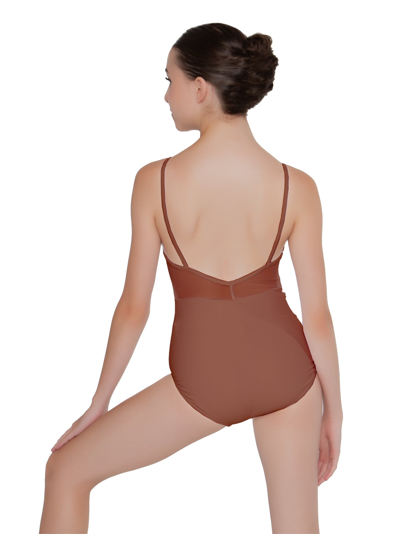 Solid Lycra Cami Leotard Low Mesh Back