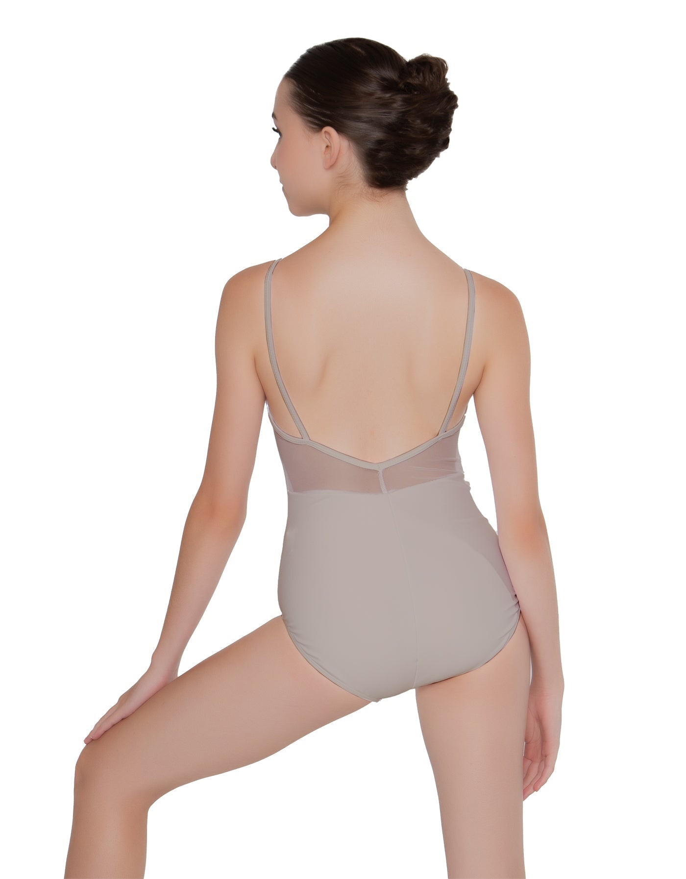 Solid Lycra Cami Leotard Low Mesh Back
