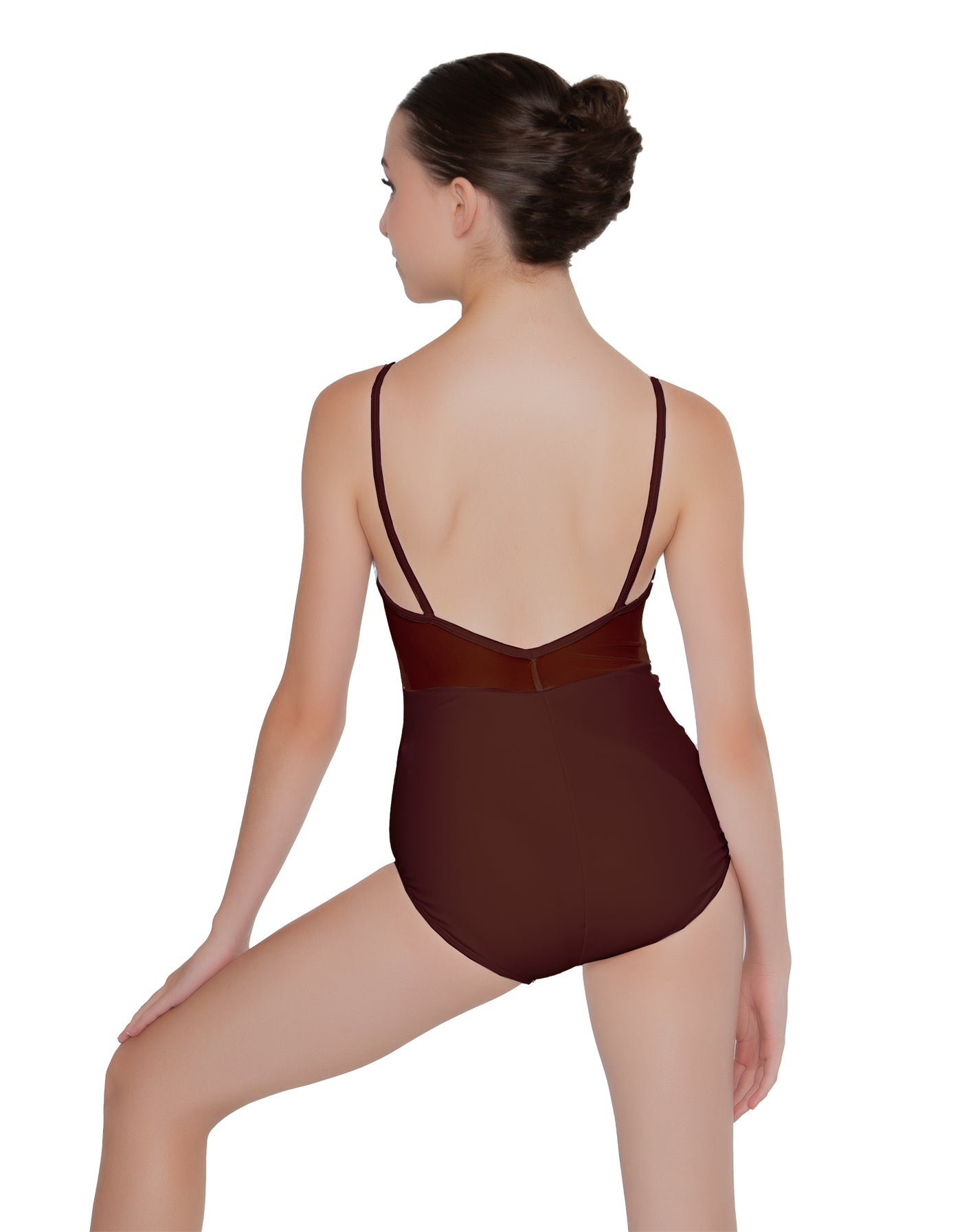 Solid Lycra Cami Leotard Low Mesh Back