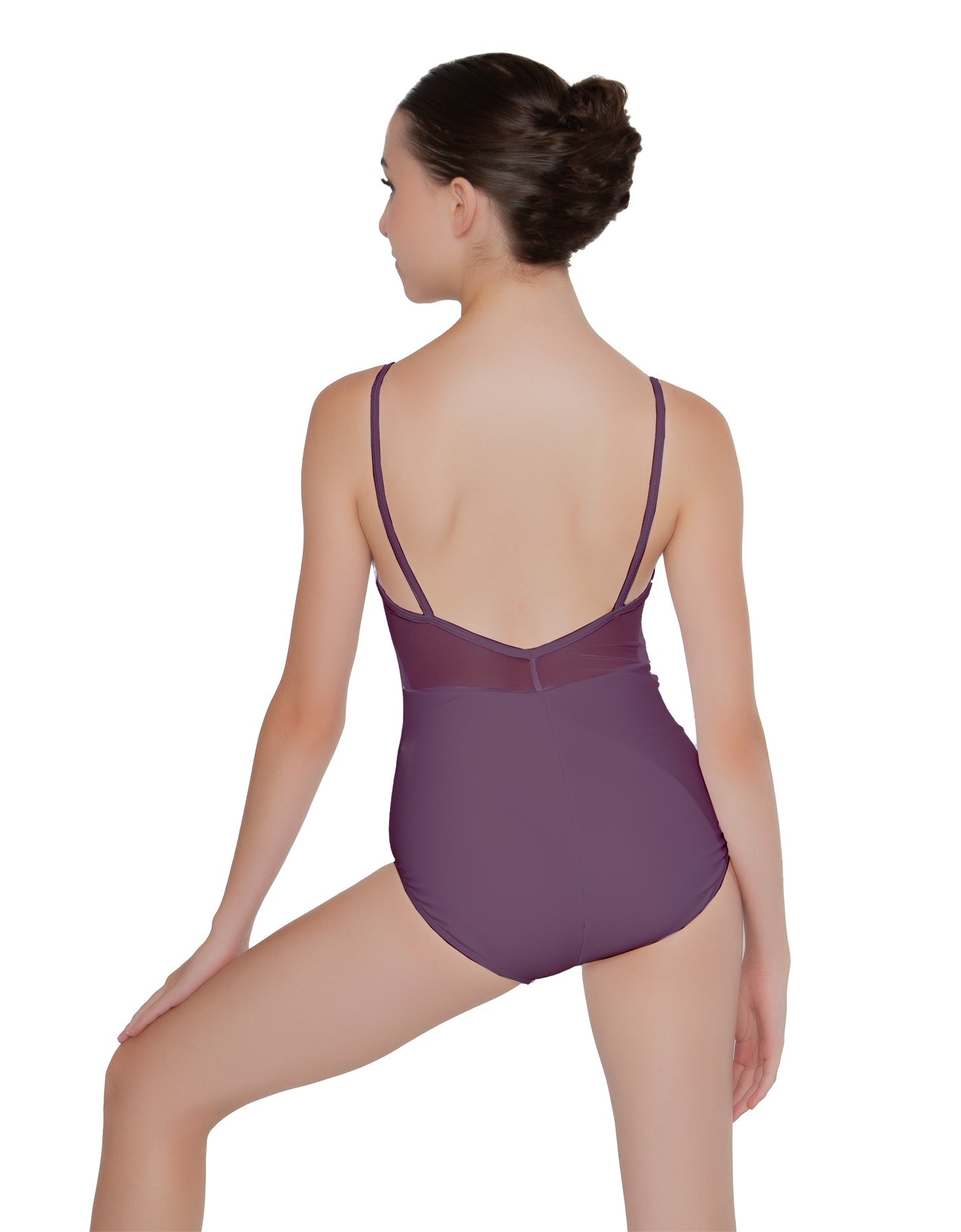 Solid Lycra Cami Leotard Low Mesh Back
