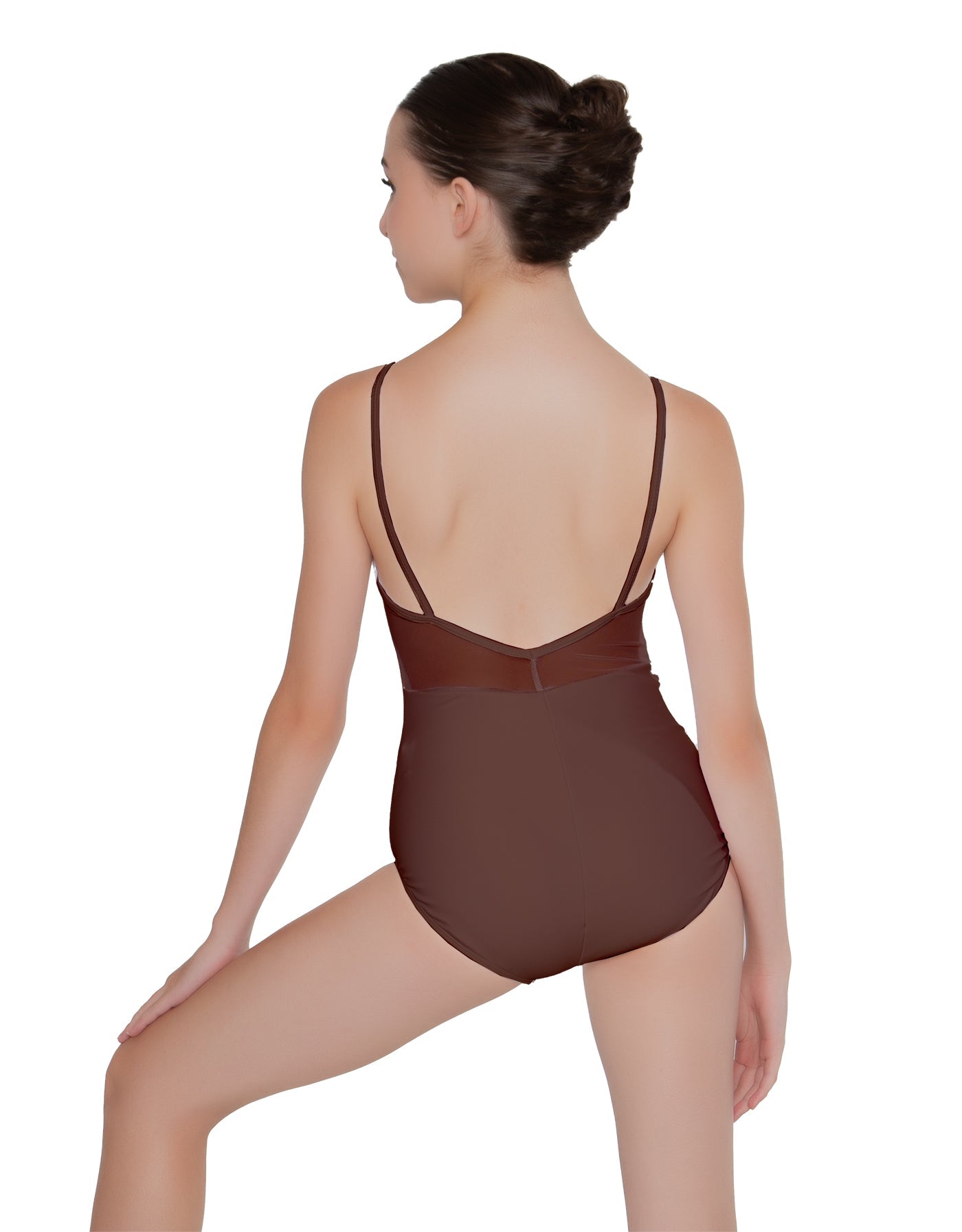 Solid Lycra Cami Leotard Low Mesh Back