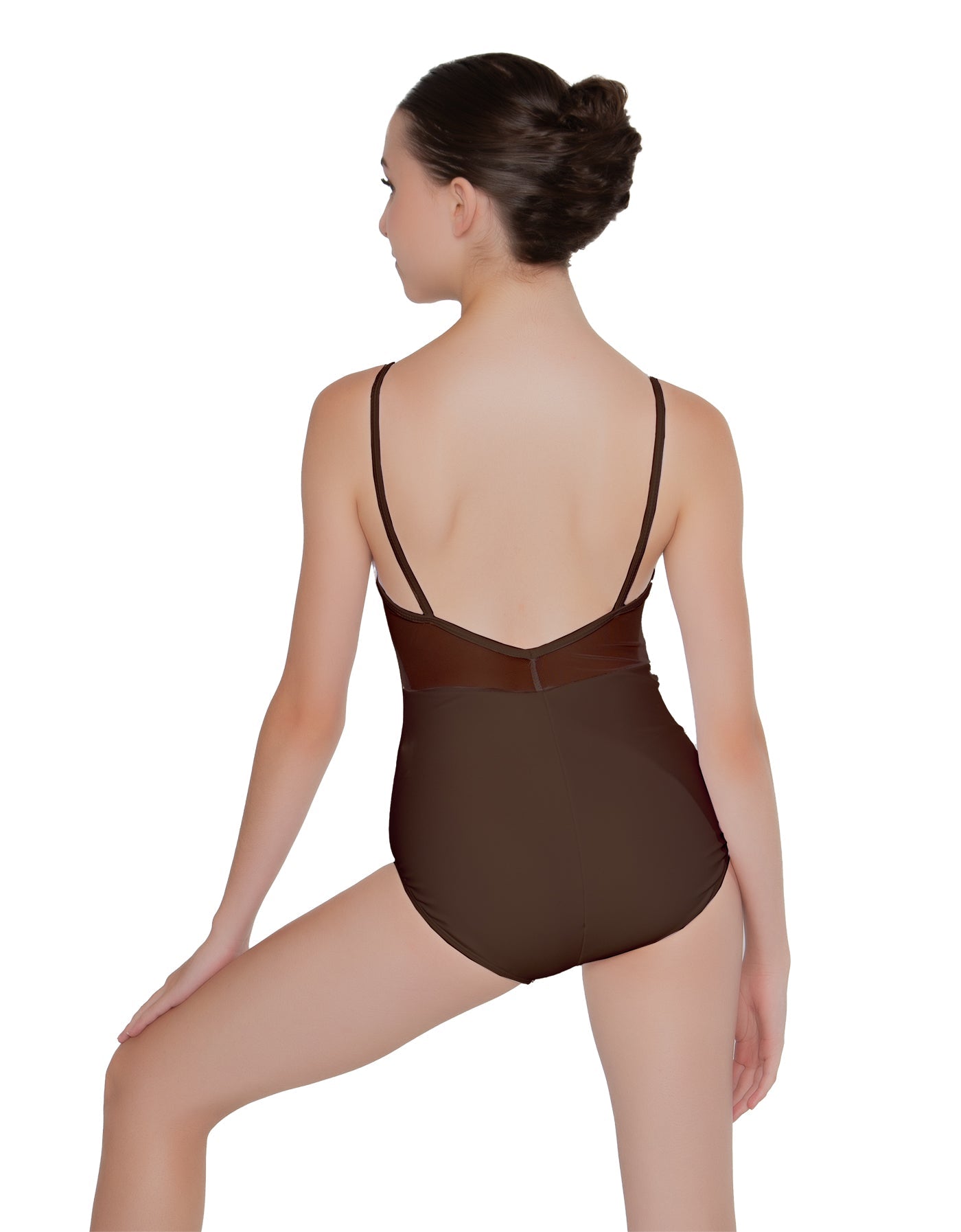 Solid Lycra Cami Leotard Low Mesh Back