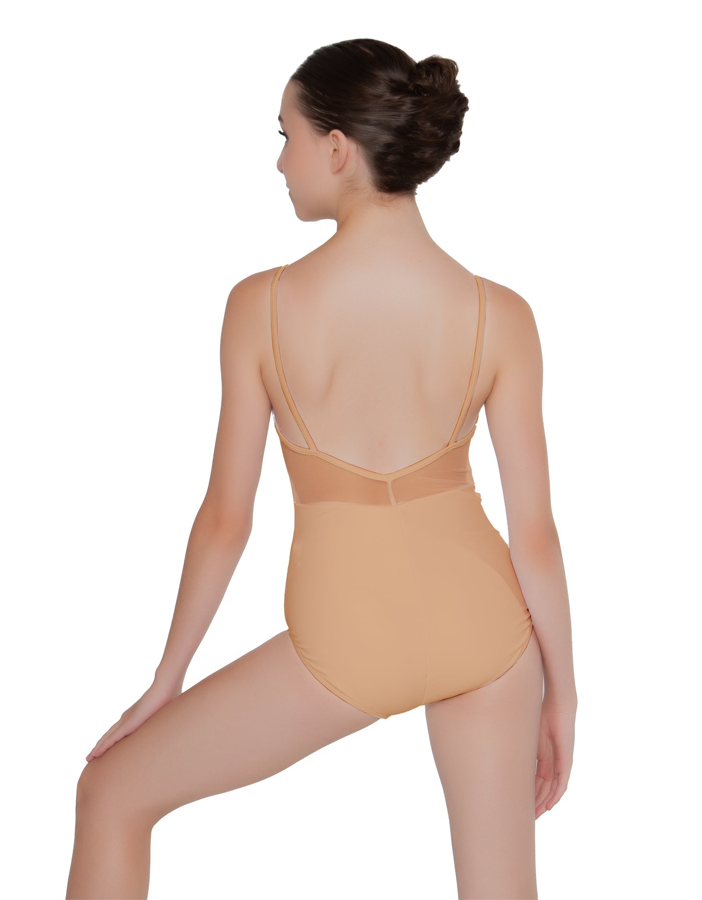 Solid Lycra Cami Leotard Low Mesh Back
